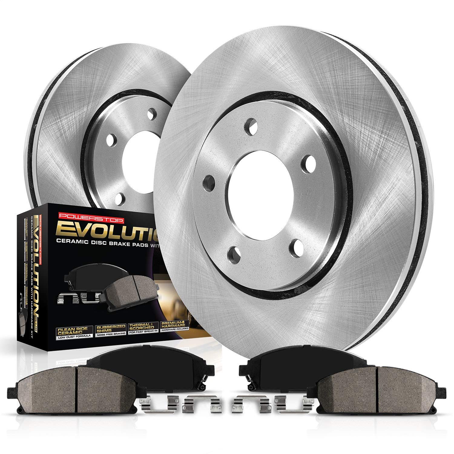 Power Stop KOE3053 Front OE Replacement Brake Rotors Kit with Ceramic Brake Pads Autospecialty For Lexus ES300h ES350 Toyota Ava
