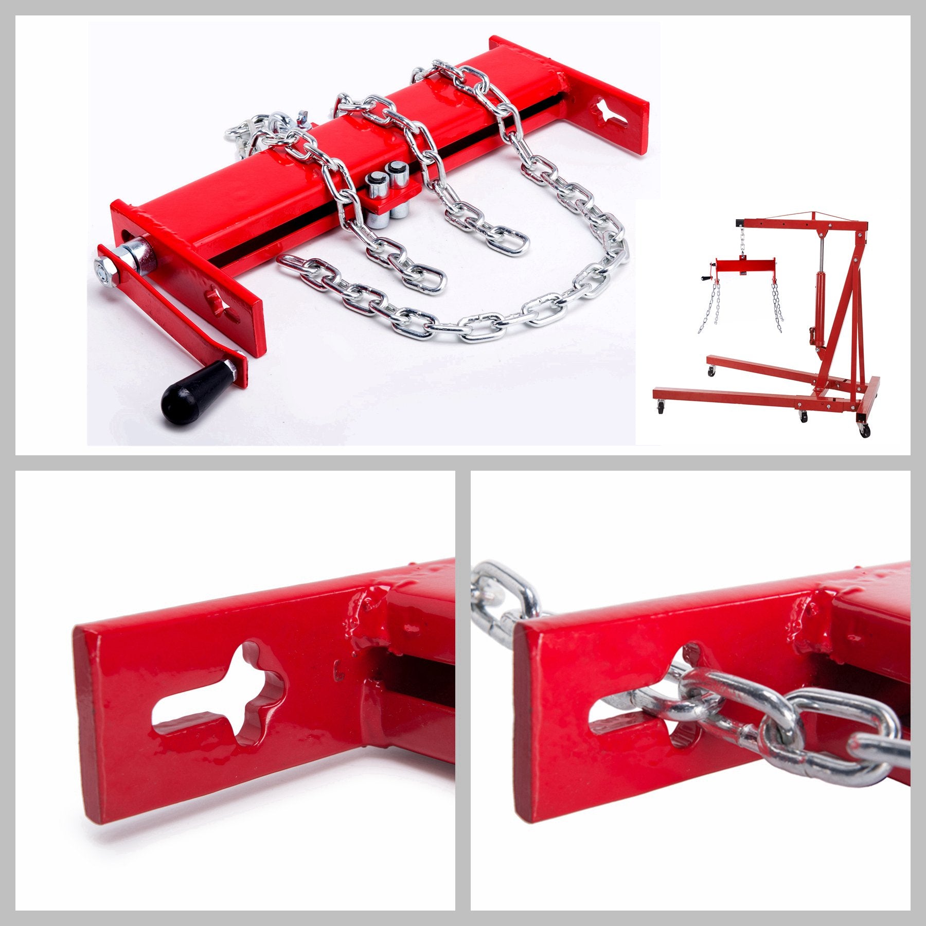 Orion Motor Tech Engine Hoist Cherry Picker Engine Load Leveler Steel Chain Hoist For Up To 2 Ton (4000Lbs)