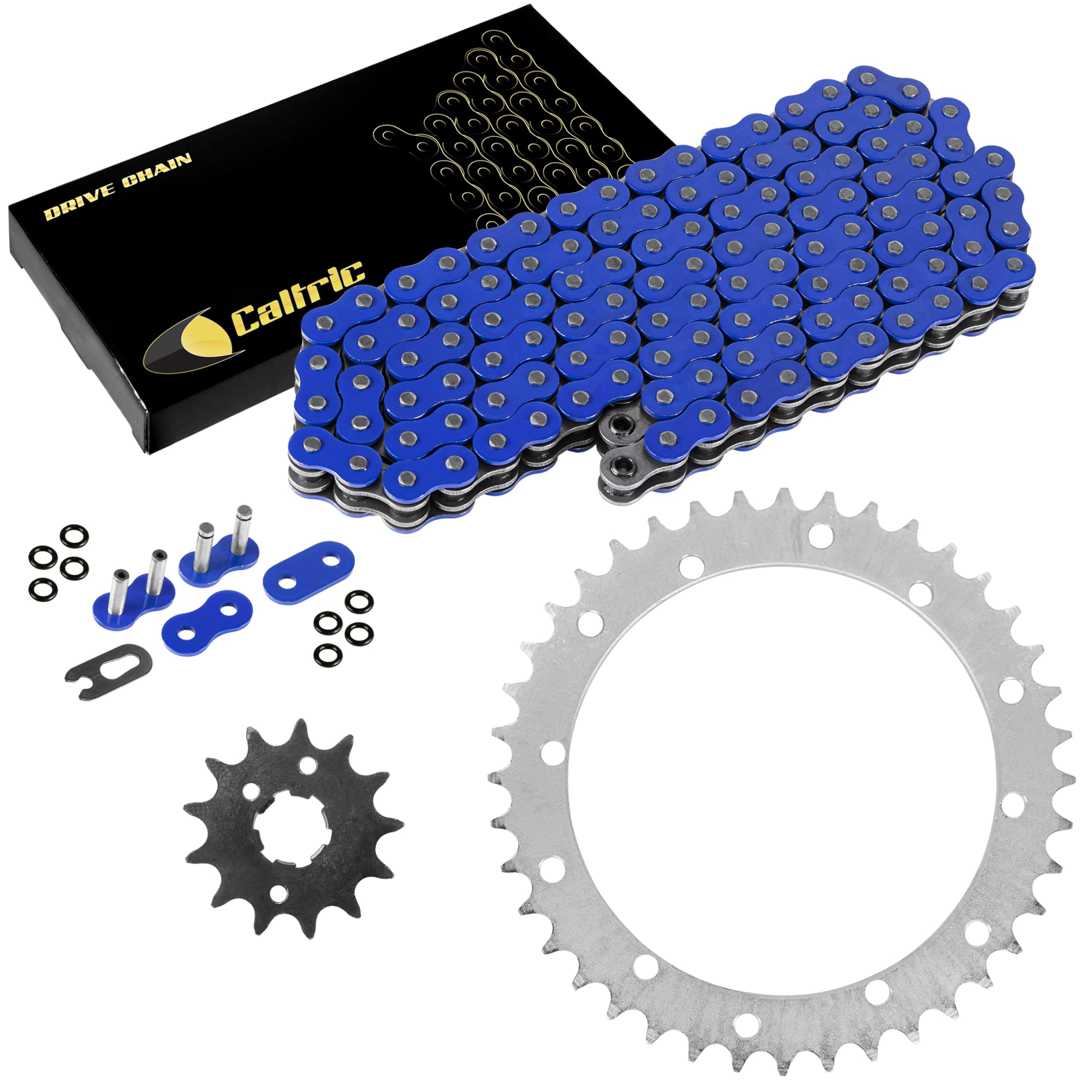 Caltric Blue O-Ring Drive Chain and Sprockets Kit Compatible with Yamaha Warrior 350 YFM350X 1989-2004 Blue
