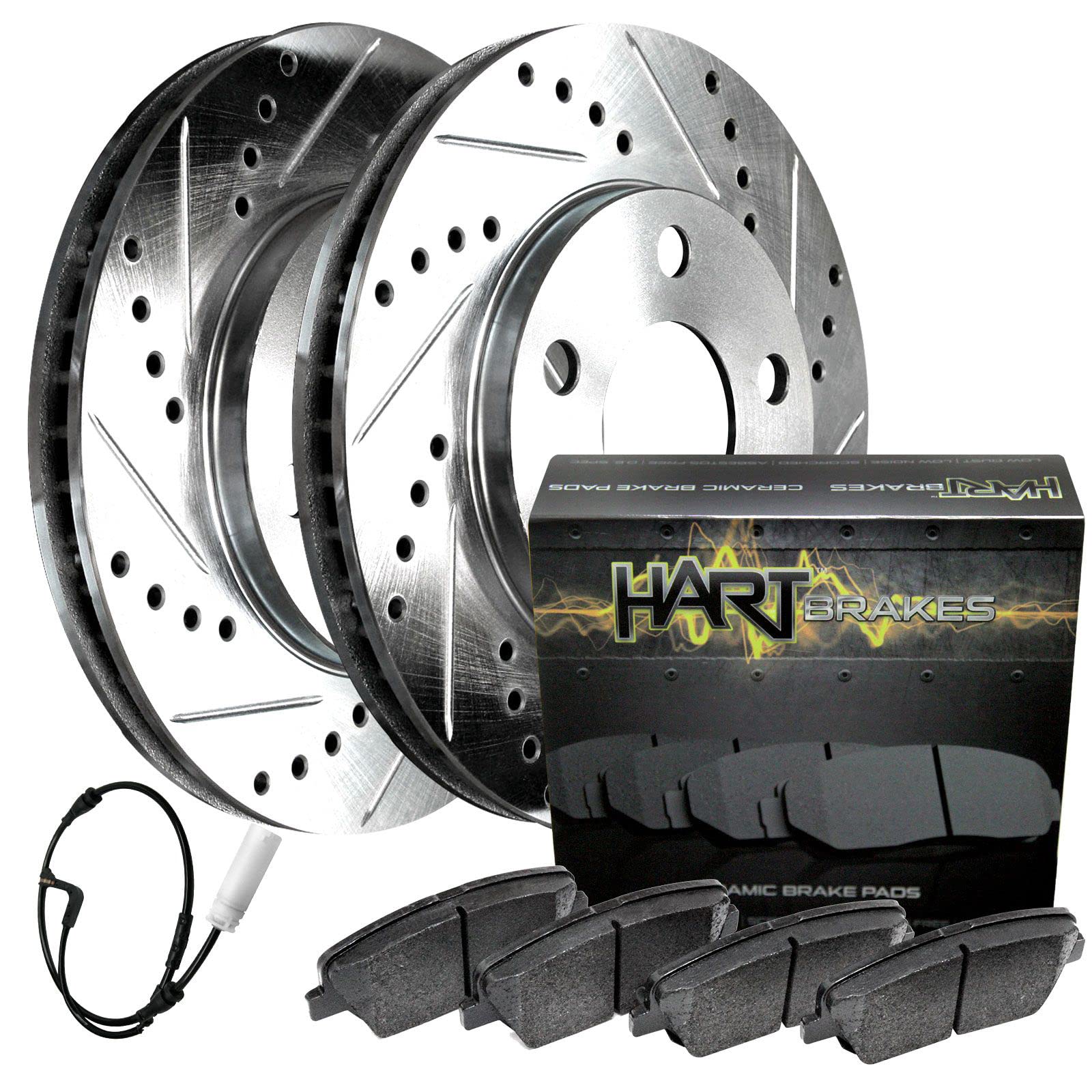Hart Brakes Rear Brakes And Rotors Kit |Rear Brake Pads| Brake Rotors And Pads| Ceramic Brake Pads And Rotors |Fits 2007-2017 Le