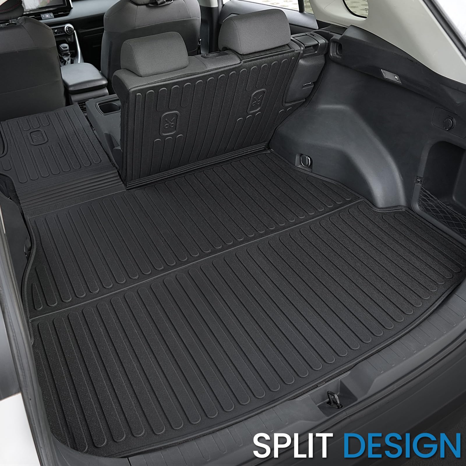 JOULARISE TPE Cargo Mat with Backrest for Toyota RAV4 2019-2025, All Weather Trunk Liner, Trunk Mat with Backrest Mat