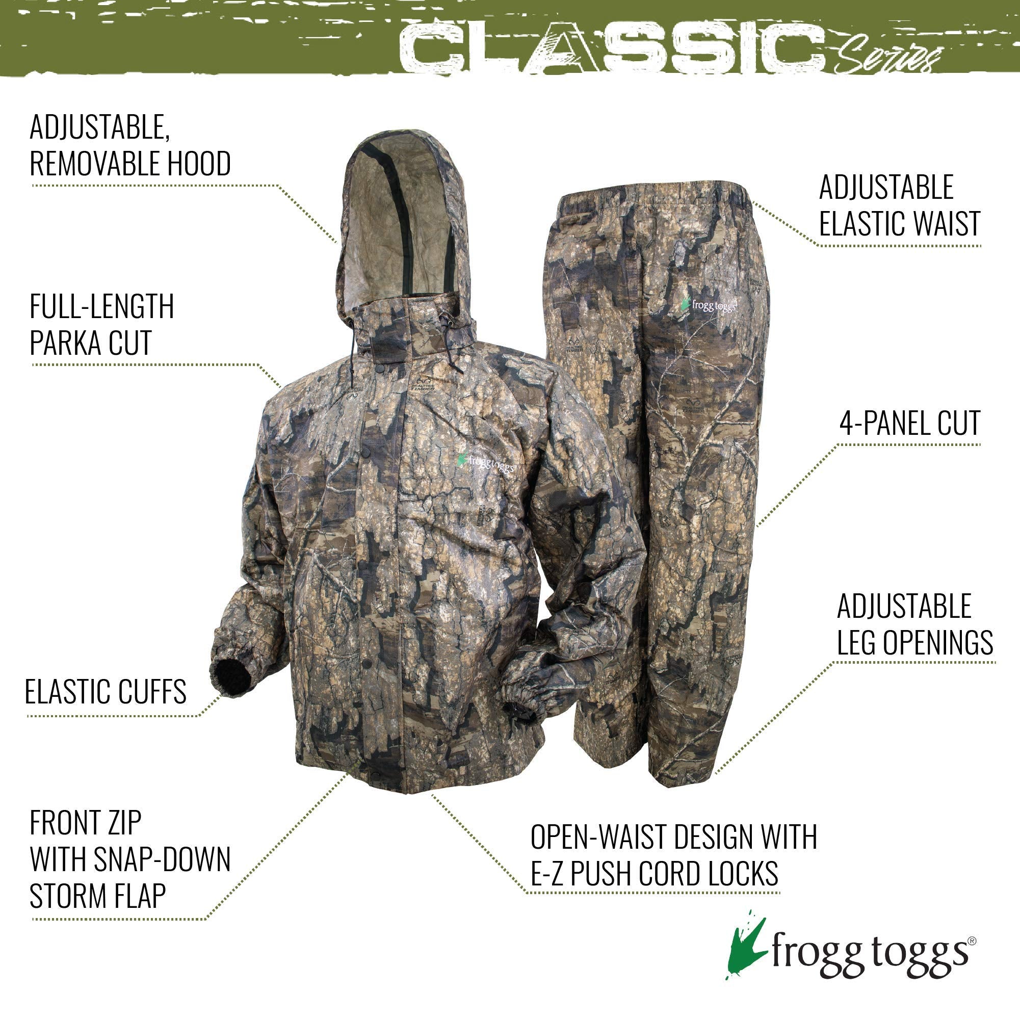 Frogg Toggs Men'S Standard Classic All-Sport Waterproof Breathable Rain Suit, Realtree Timber, Small Tall