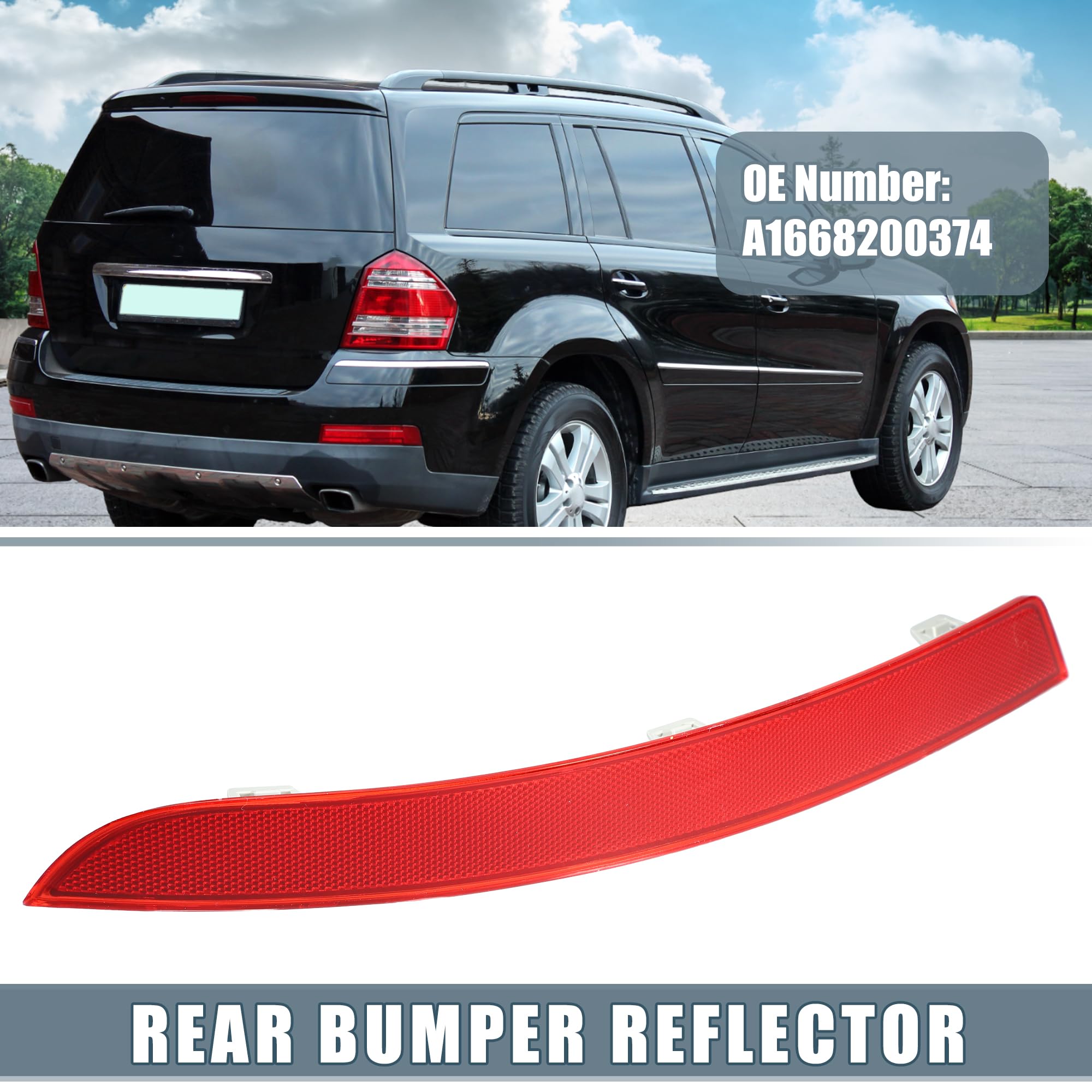 A Absopro Car Rear Left Bumper Reflector No.A1668200374 For Mercedes-Benz Gl450 2013-2016 Plastic Red