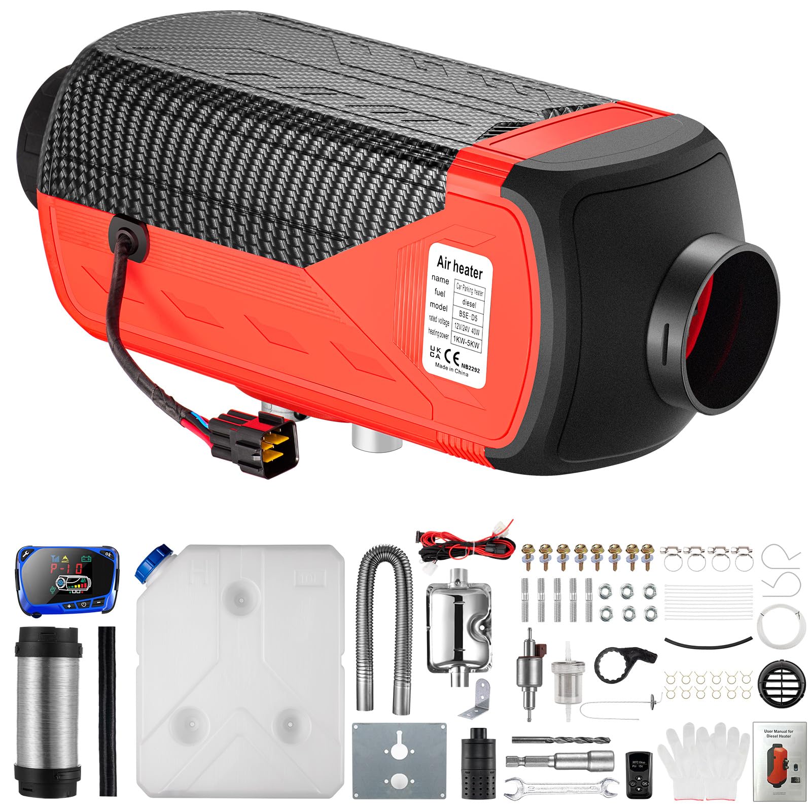 ChuBu Diesel Heater 8KW, Portable 12V Car Air Kit w/Wireless Remote Control LCD Display 5L Tank Muffler Fast Heating Defrost Def