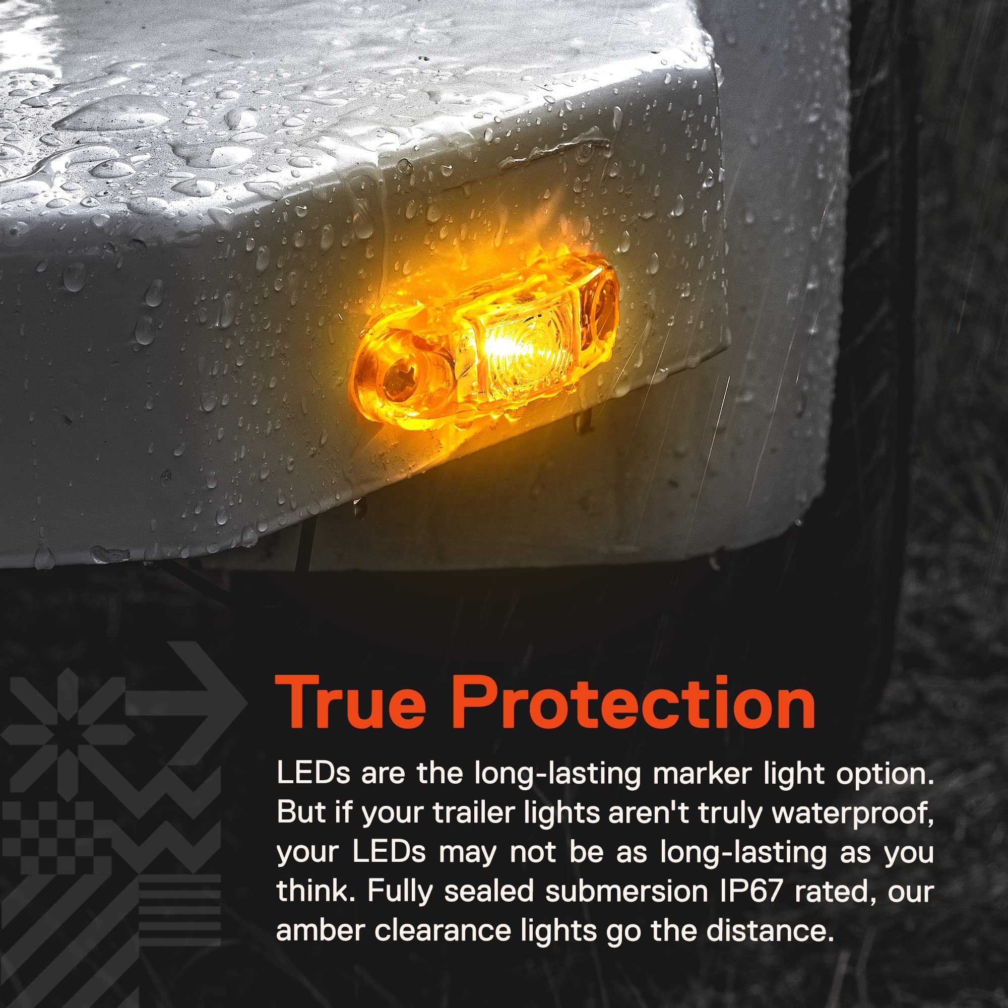TRUE MODS 2pc 2.5'' Amber LED Trailer Marker Light Kit [DOT FMVSS 108] [SAE P2] [Surface Mount] [Waterproof IP67] Side Marker Li