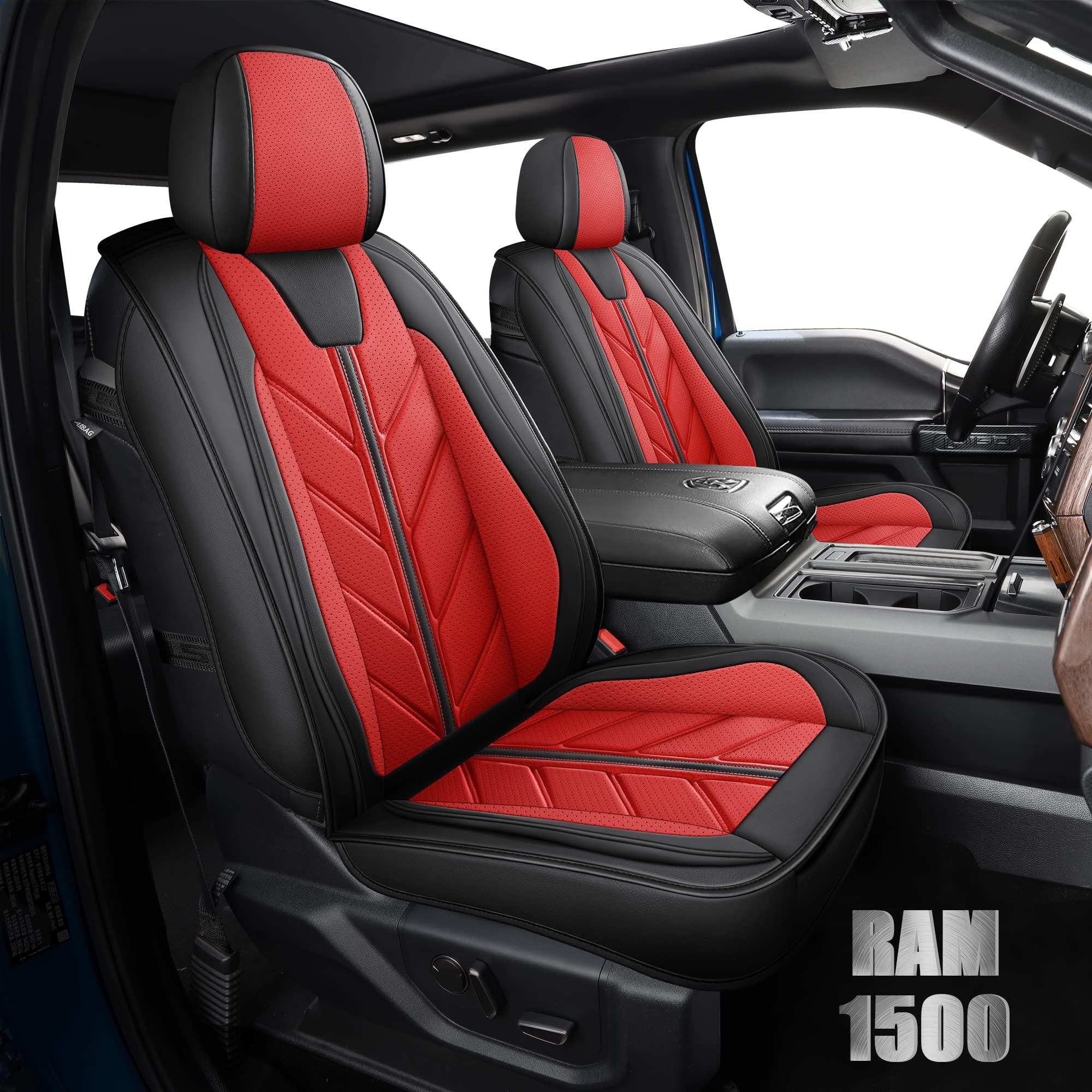 Balliol Pickup Seats Covers Compatible With Dodge Ram 1500 2009-2024 Limited Laramie Big Horn Truck Pleather Seat Covers Custom