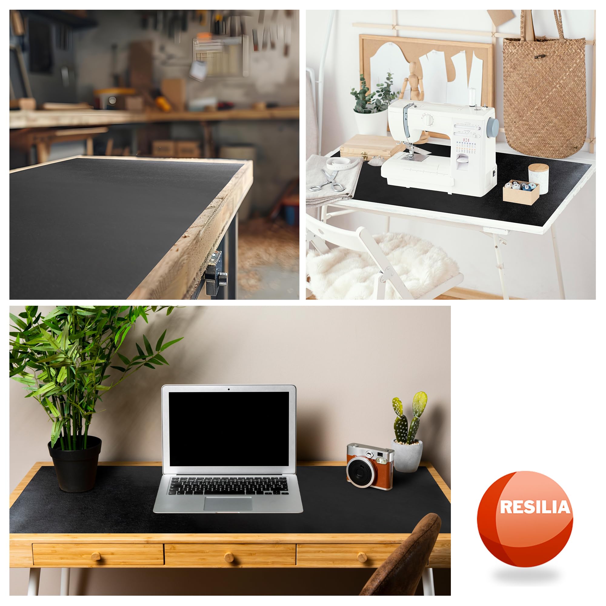 RESILIA Work Bench Mat - Scratch-Resistant PVC - 30" x 96" - Black - Ideal for Painting, Woodworking, Crafting - Model: BenchMat-BL-30