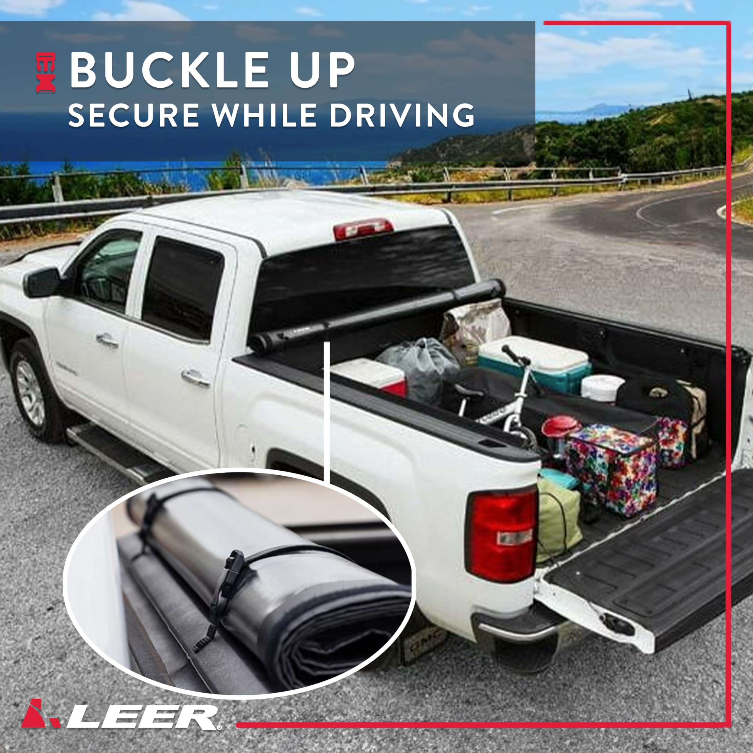 Leer Sr250 Soft Rolling Truck Bed Tonneau Cover, Fits Toyota Tacoma, Years 2016-2023, 6'2 Truck Bed, Black
