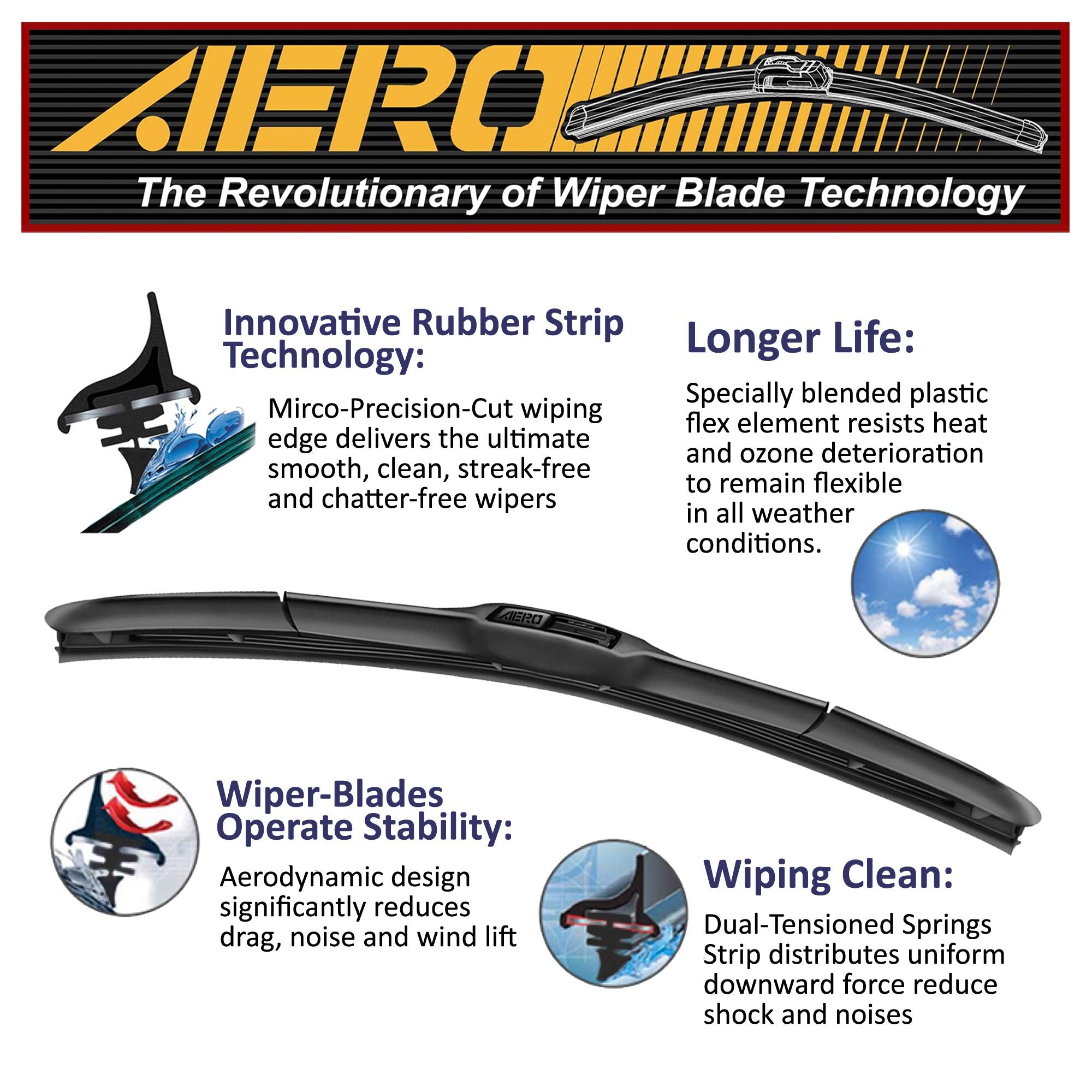 Aero Hybrid 22'' + 18'' Premium Quality All-Season Windshield Wiper Blades (Set Of 2)