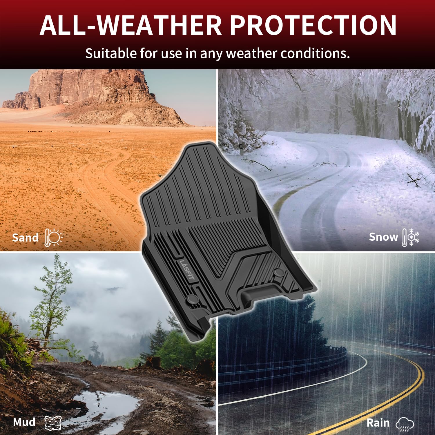 Lasfit Floor Mats For Ram 1500 2019-2024 Crew Cab And Quad Cab Front, Bucket Seat, All Weather Tpe Custom Fit Car Mats Truck Fro