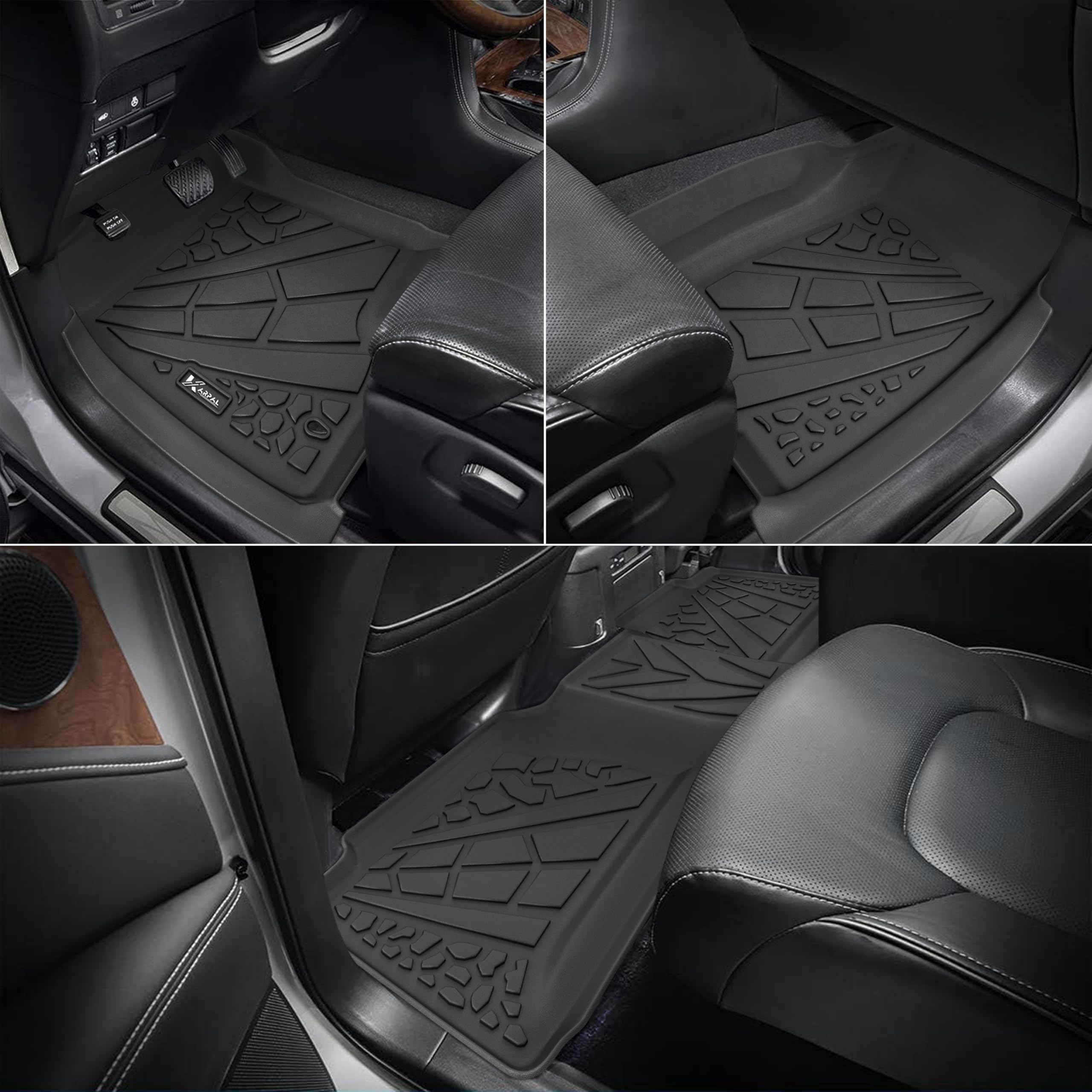 KARPAL TPE Heavy Duty Floor Mats for 2001-2007 Chevy Silverado/GMC Sierra, Black, Front & 2nd Row, Model FM-GMC0107SRA-20