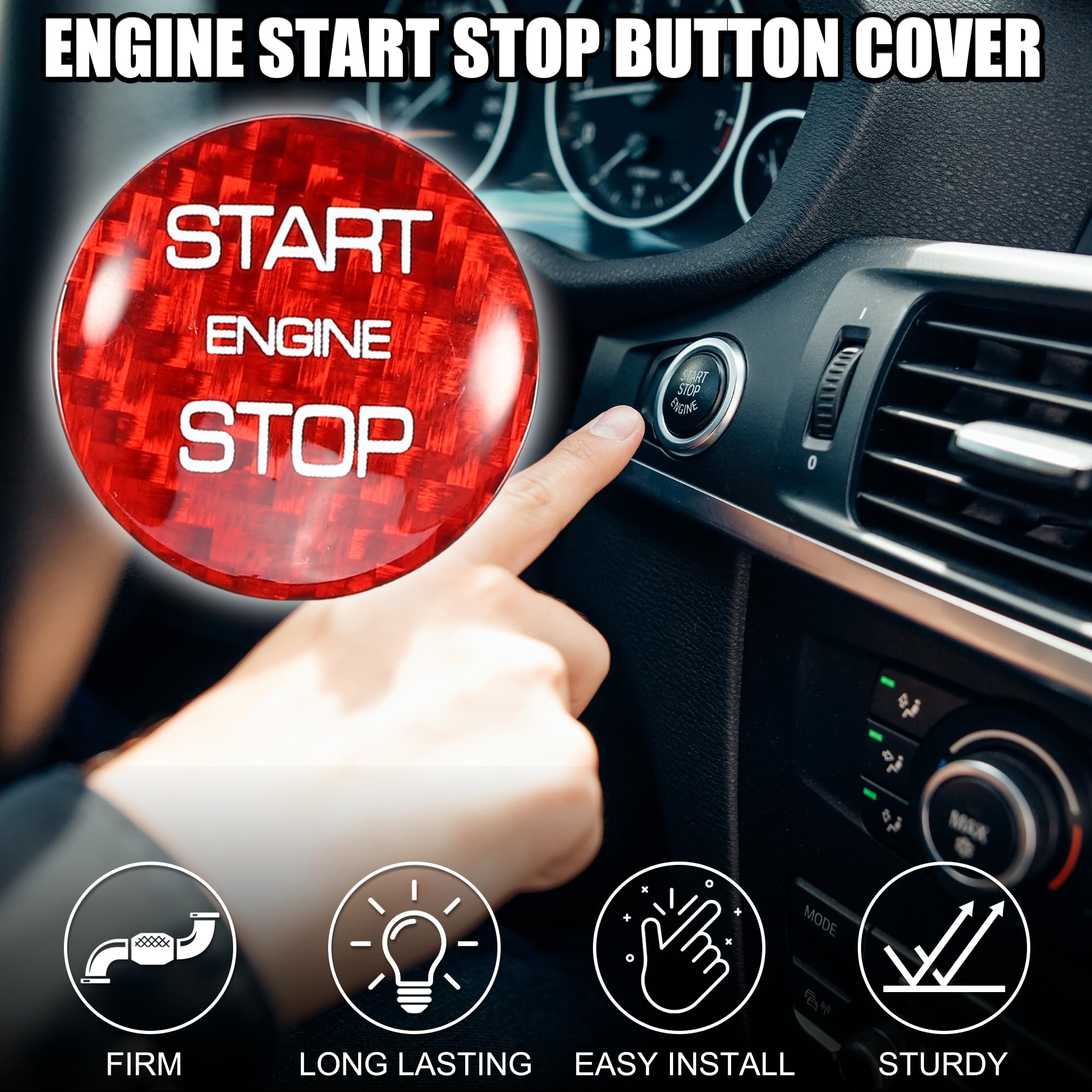 TUCKBOLD Engine Start Stop Button Cover for Land Rover Discovery Durable | Ignition Starter Switch Sticker Red 1 Pcs