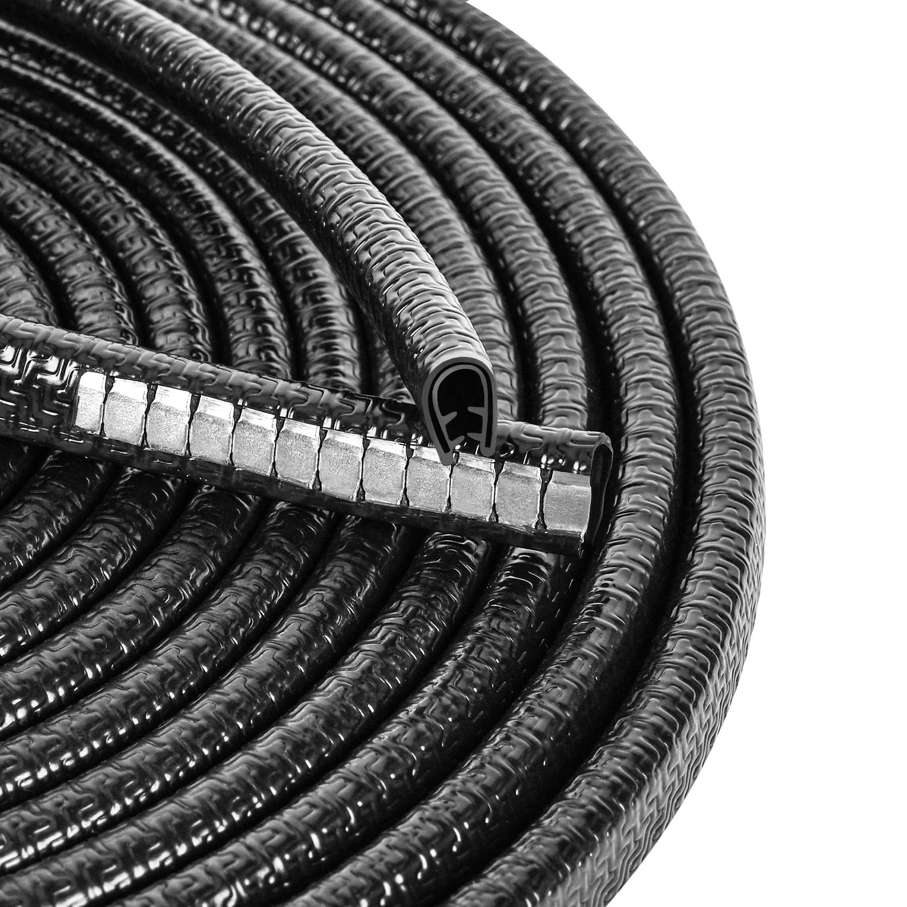 Myfamirea 49Ft(15M) Long Car Door Edge Guards, U Shape Edge Trim Rubber Seal Protector Car Door Protection Anti-Collision Rubber