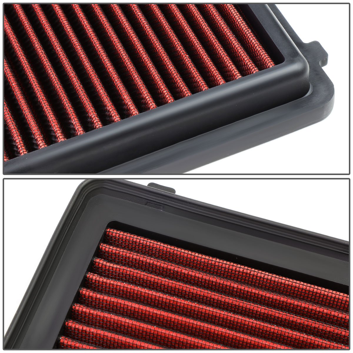 DNA Motoring AFPN-066-RD Clean Air Washable Drop In Panel Air Filter Enhance Engine Performance Power & Acceleration Improve [Co