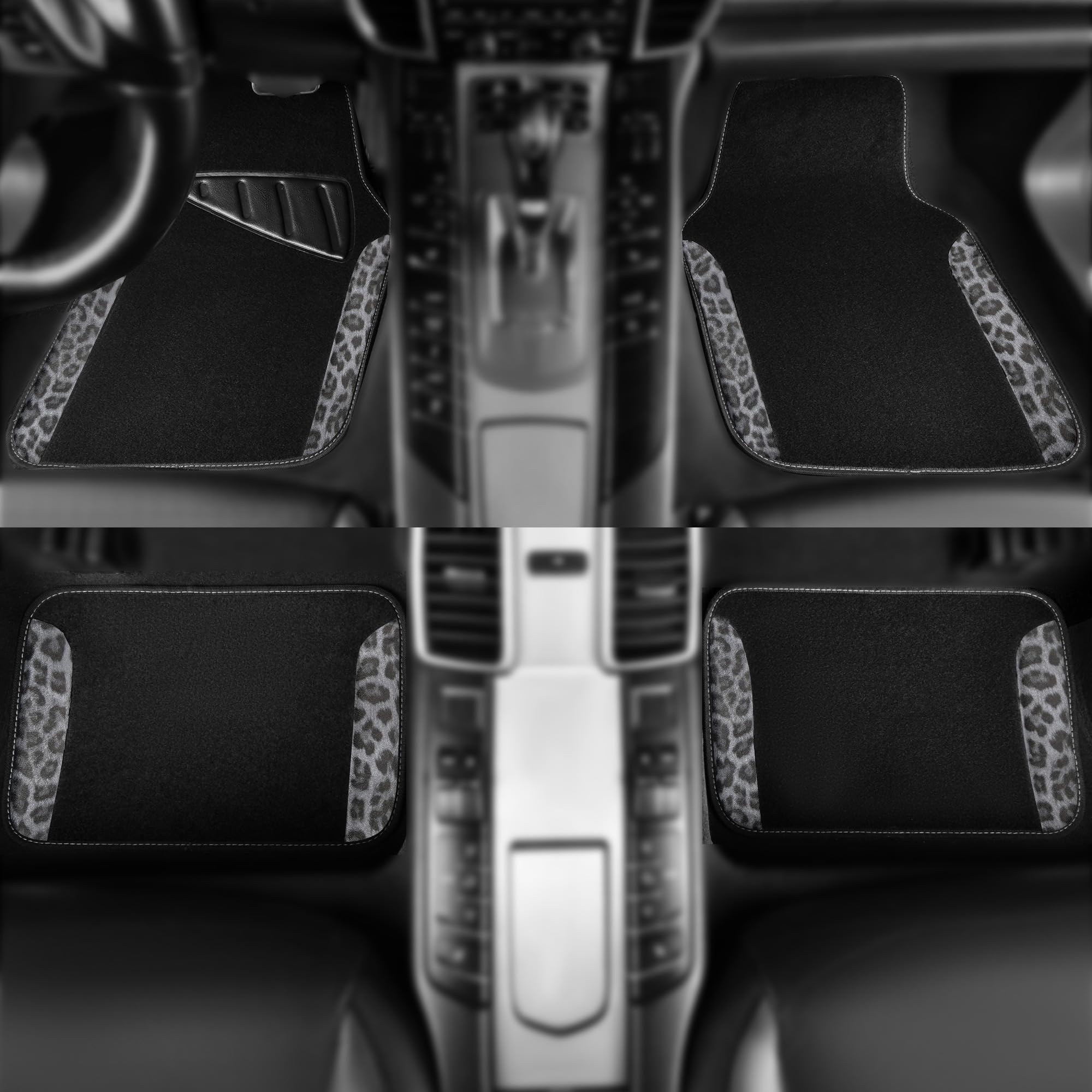 Car Pass Waterproof Universal Car Floor Mats, Leopard Print Car Mats Fit For Suv,Vans,Sedans, Trucks,Set Of 4Pcs Car Carpet With