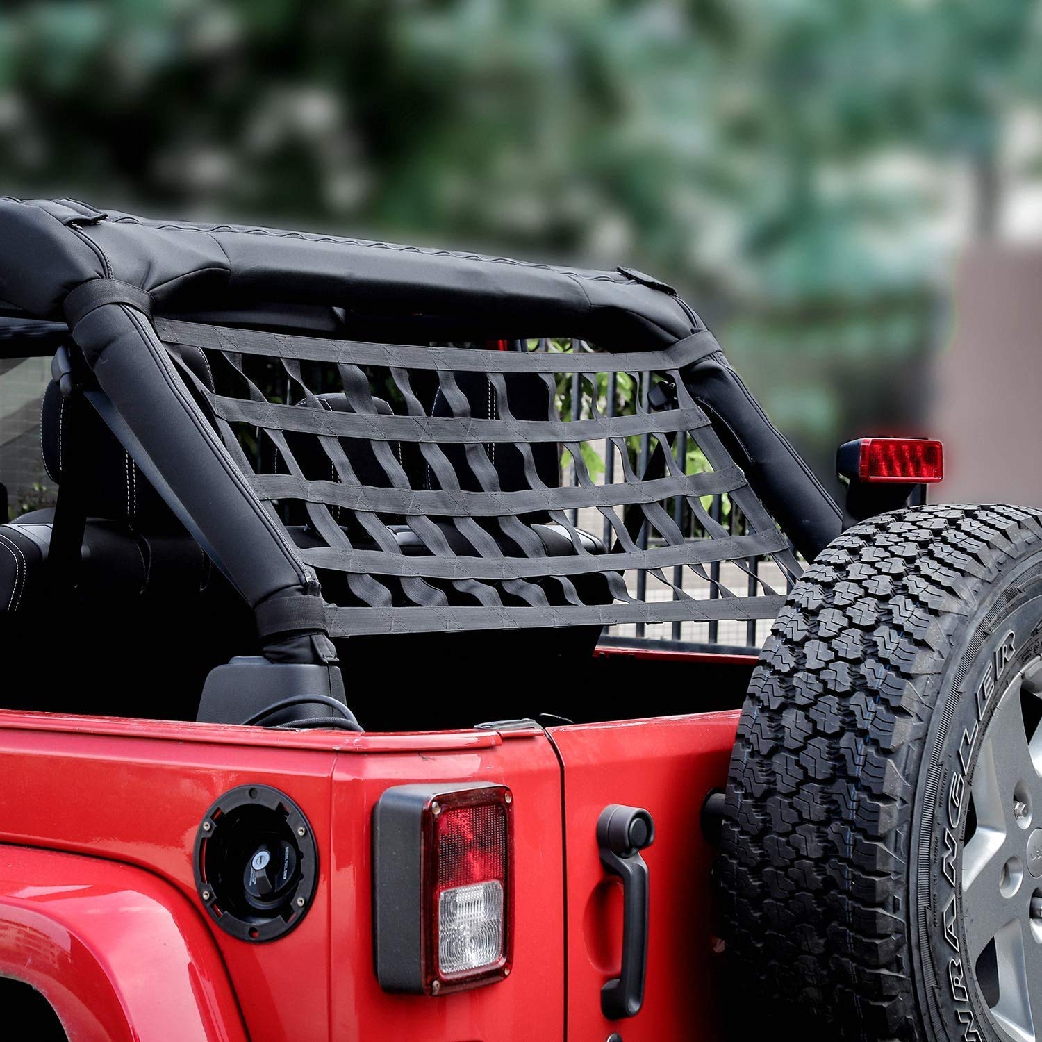 BULYZER Mesh Cargo Net Hammock for Jeep Wrangler & Gladiator, 61.4" x 18.9", Black, Polyester, Model 1, 1987-2024
