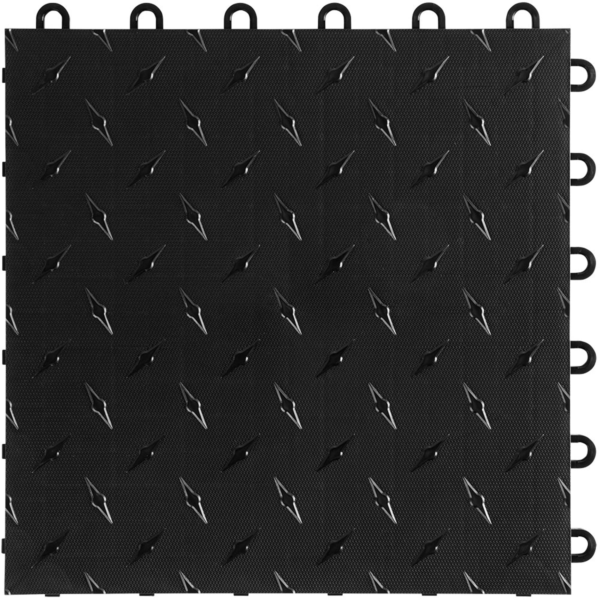 Speedway Diamond Interlocking Garage Floor Tiles 12 x 12 x 0.5 in, Black, 50 Piece Set
