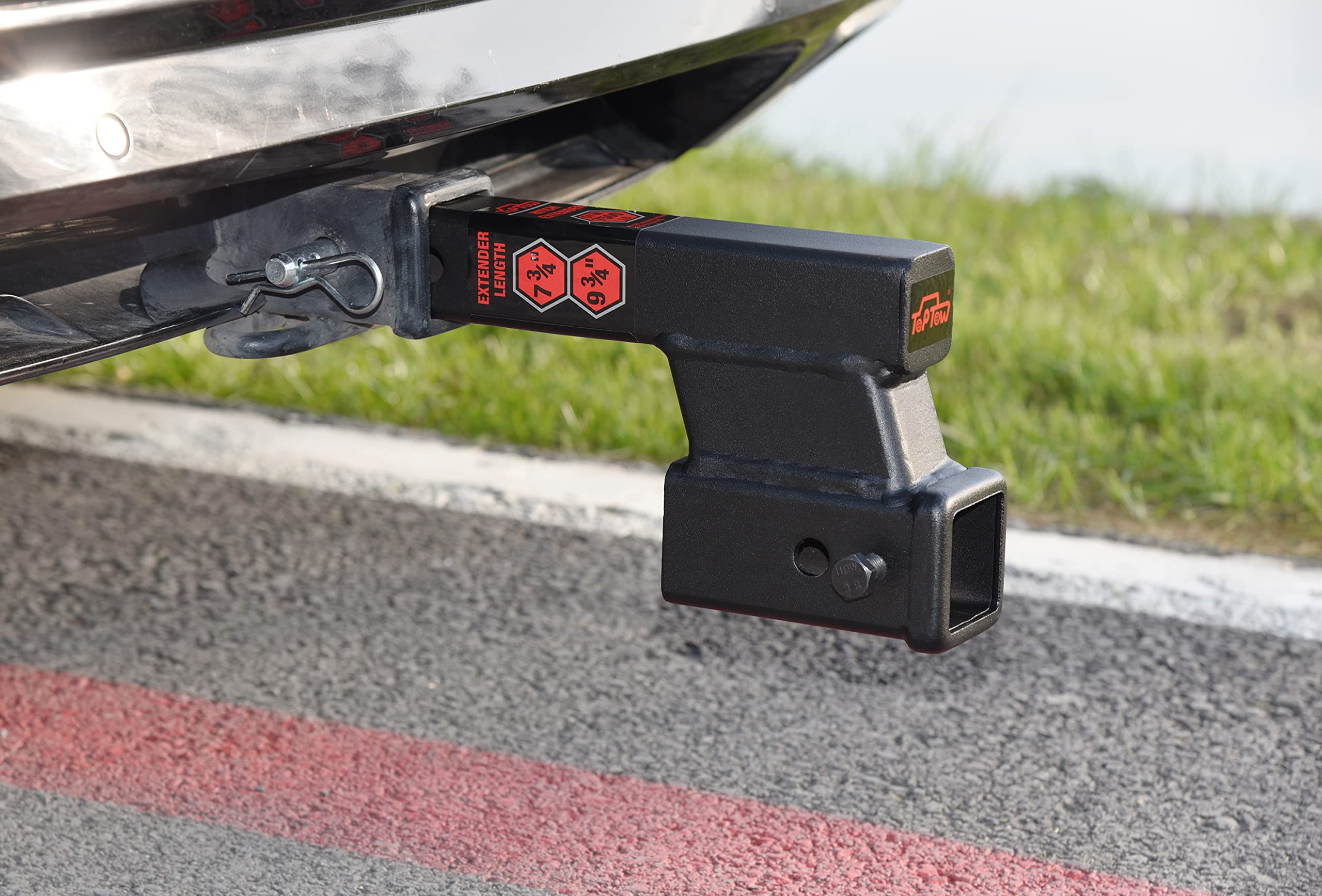 Toptow Trailer Receiver Hitch Extender Adapter 4'' Drop/Riser, 8'' And 10'' Extension Length, 2'' Shank, 7500Lbs Towing Capacity