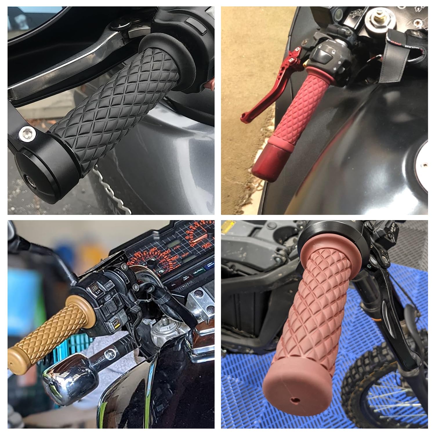 HIAORS 7/8'' Motorcycle Handlebar Grips, Non Slip Rubber Hand Handle Grips for Honda Suzuki Kawasaki CB125 CB350 CRF250F XR50 GS