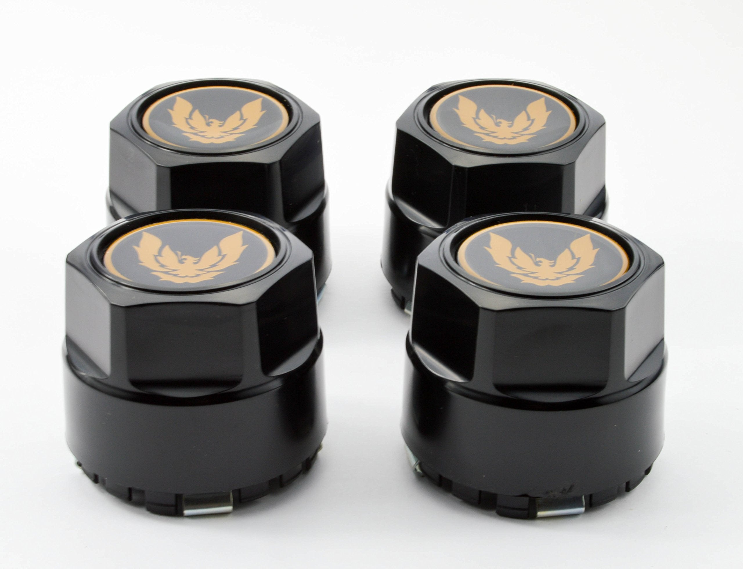General Motors Set of 4 Aluminum Wheel Hub Center Caps for 82-92 Pontiac Firebird Trans Am - Gold Phoenix Design