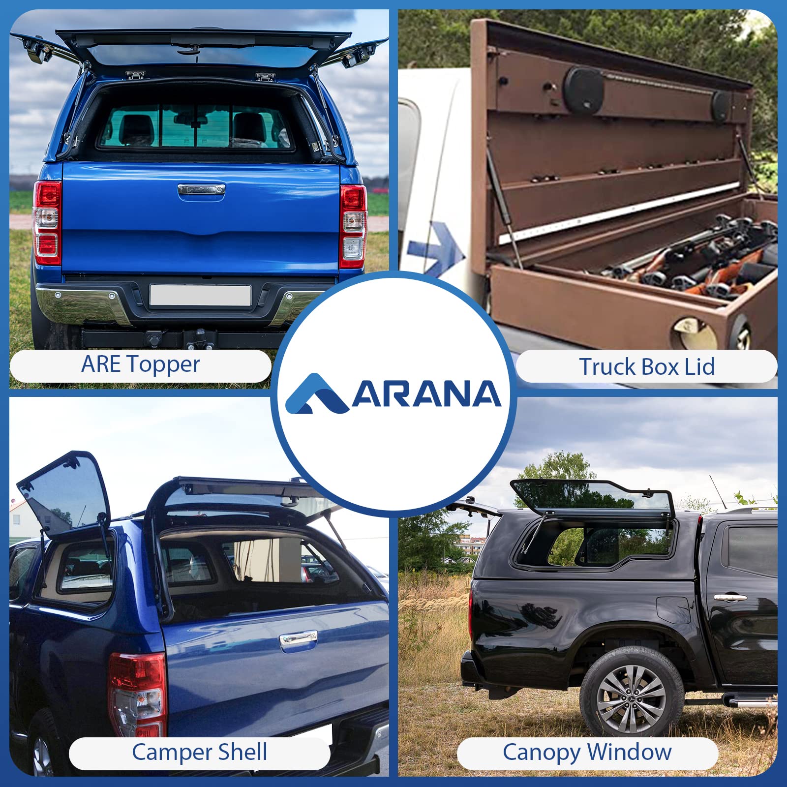Arana C16-12104 12 Inch 50 Lbs Gas Prop Struts Shocks 12 '' 50Lb Lift Support For Are Topper Camper Shell Truck Tool Box Lid Tru
