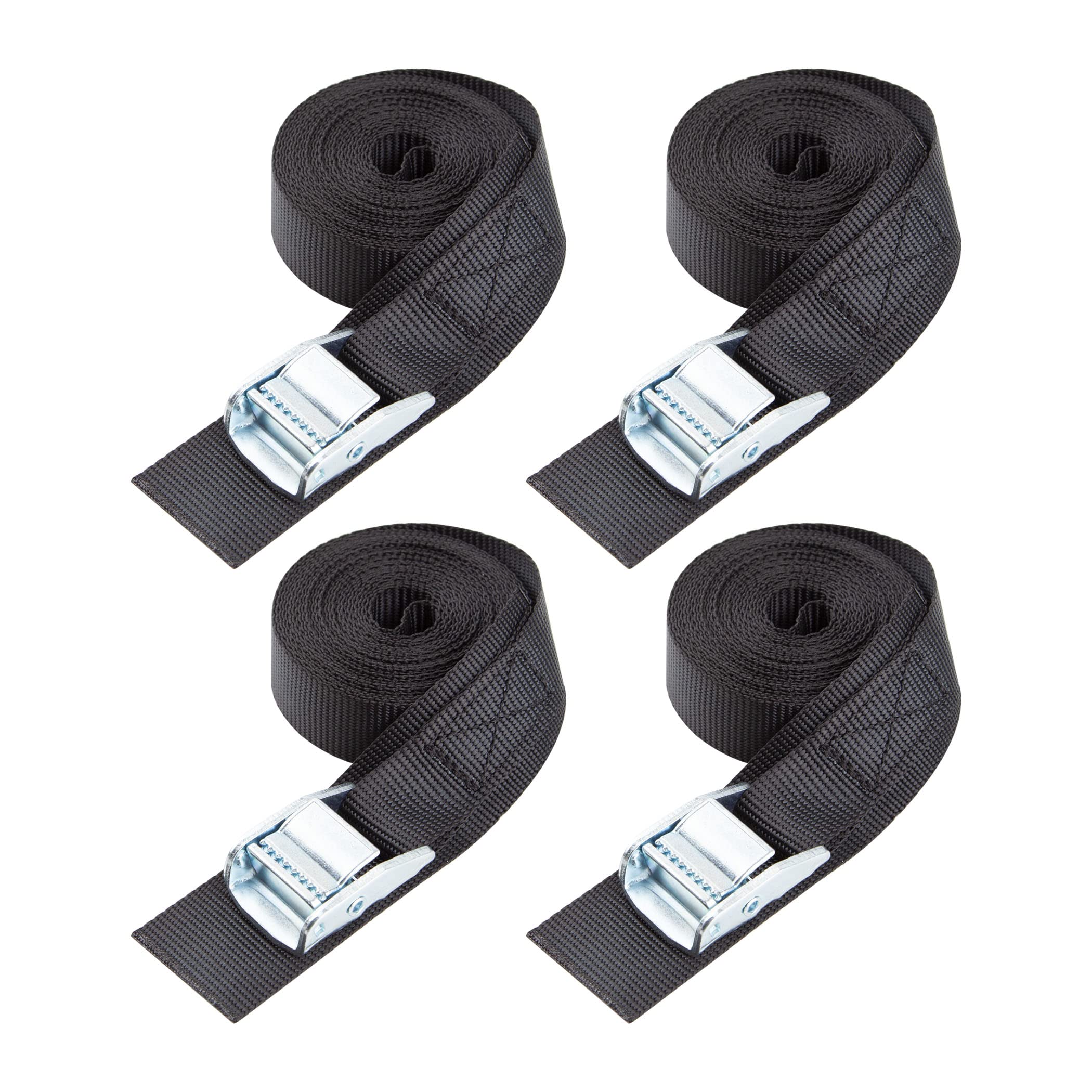 Cartman 1'' X 15'Lashing Straps With Adjustable Cam Buckle Cargo Tie Down With Protective Pad, 4 Pack, Black