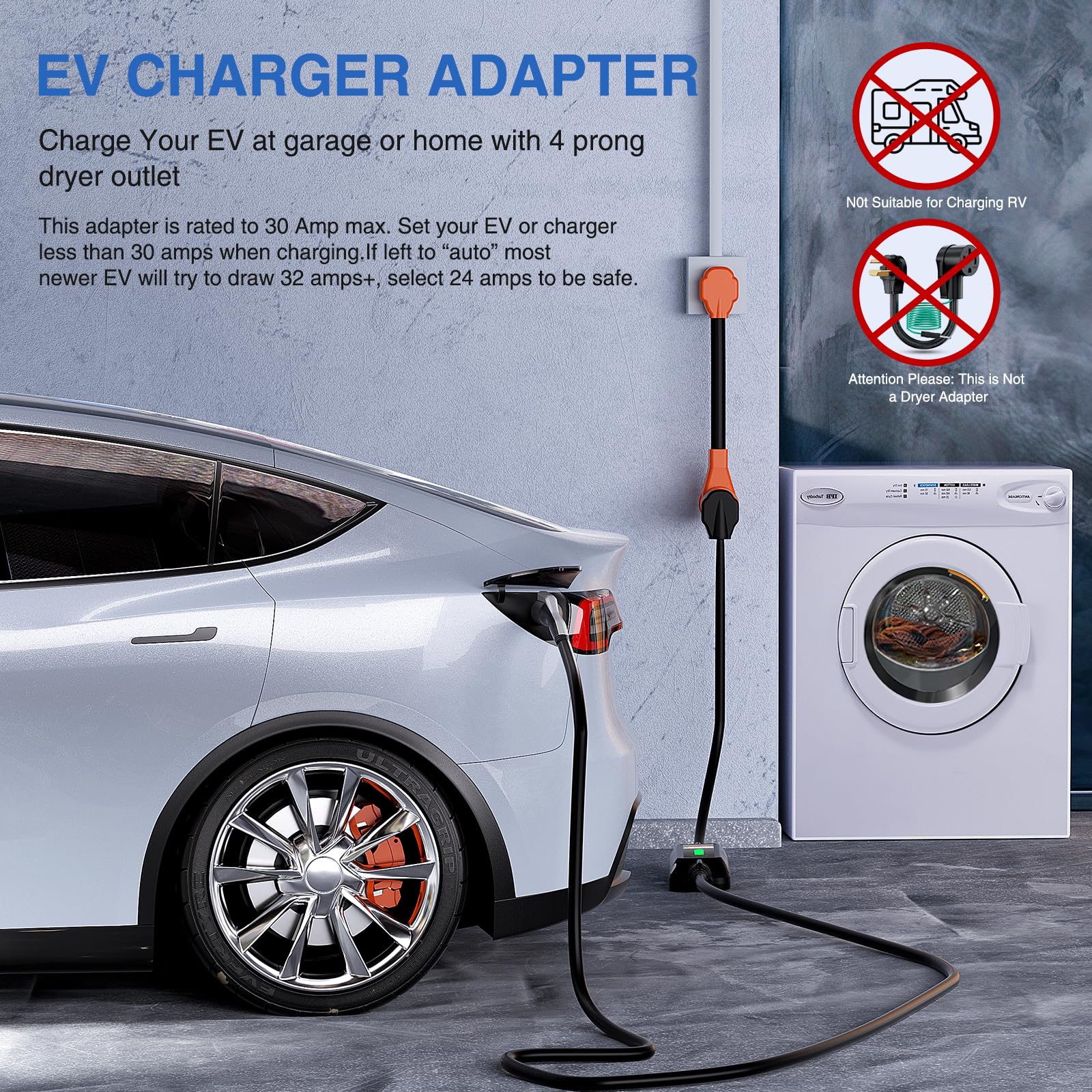 Nilight Ev Adapter Cord 30 Amp To 50 Amp 4 Prong Pure Copper New Dryer Outlet To Ev Plug Conversion Heavy Duty 10 Gauge Wire Nem
