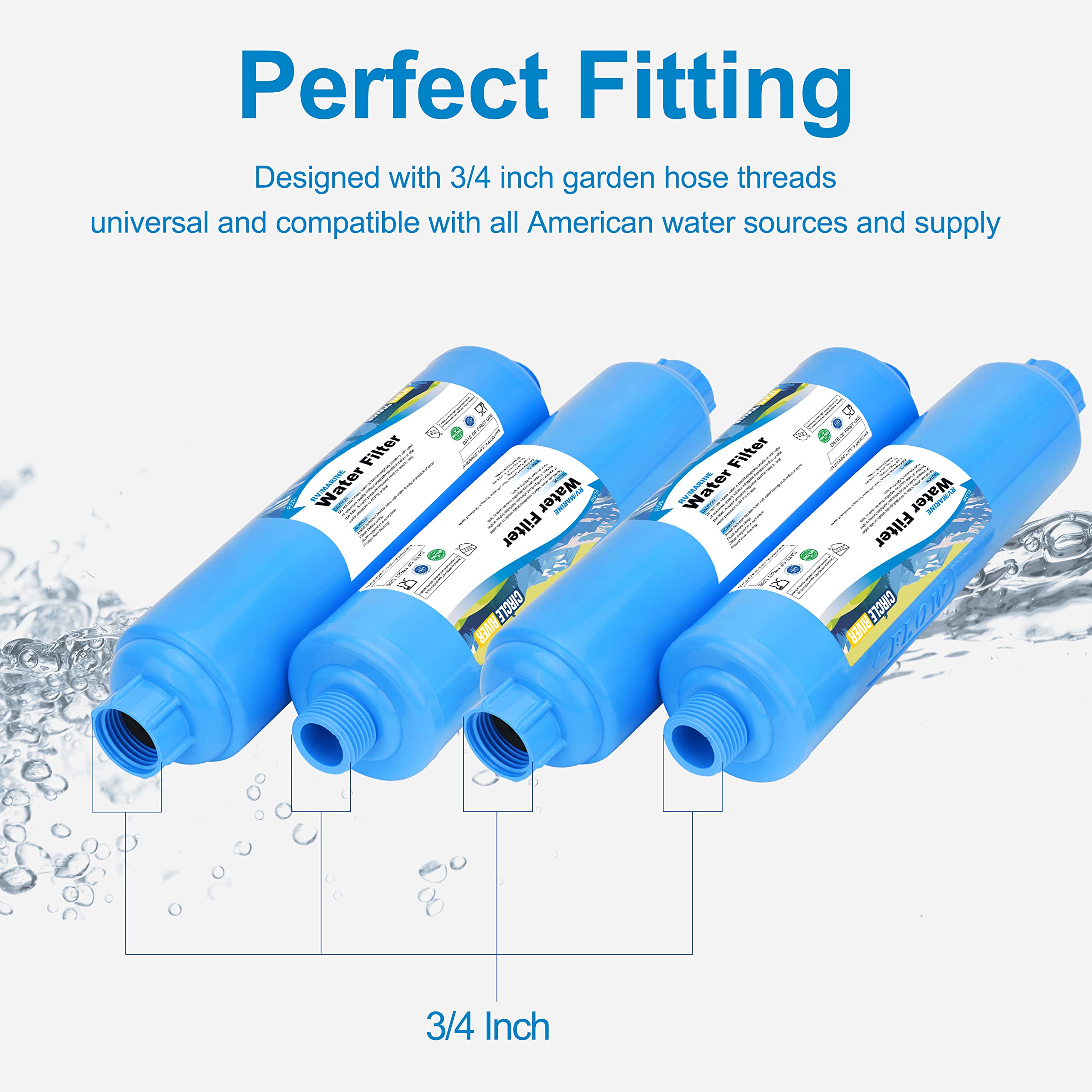 Circleriver Rv Inline Water Filter, Nsf Certified, 20 Microns Camper Water Filter, Reduces Bad Taste, Odors, Chlorine, Sands, Id