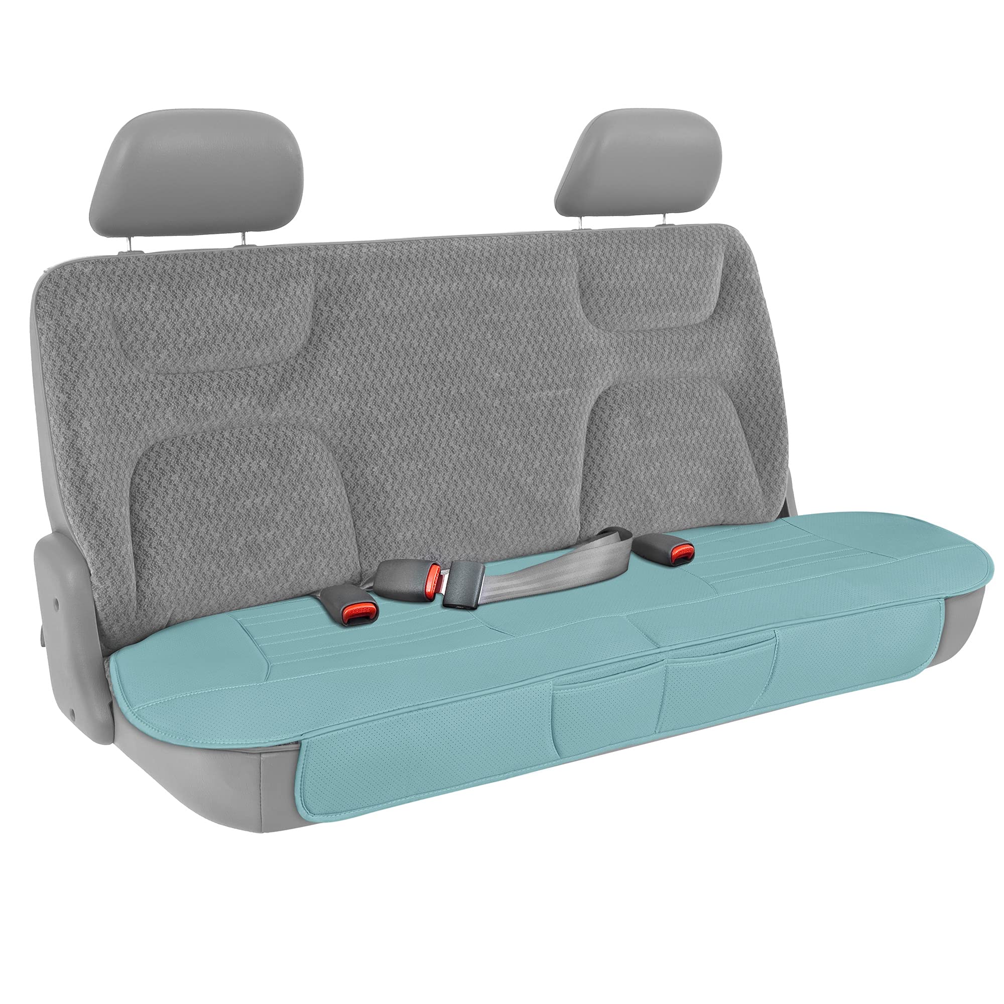 Motor Trend Seat Cover for Cars Trucks SUV, Faux Leather Rear Bench Mint Padded Car Seat Cover with Storage Pockets, Premium Int