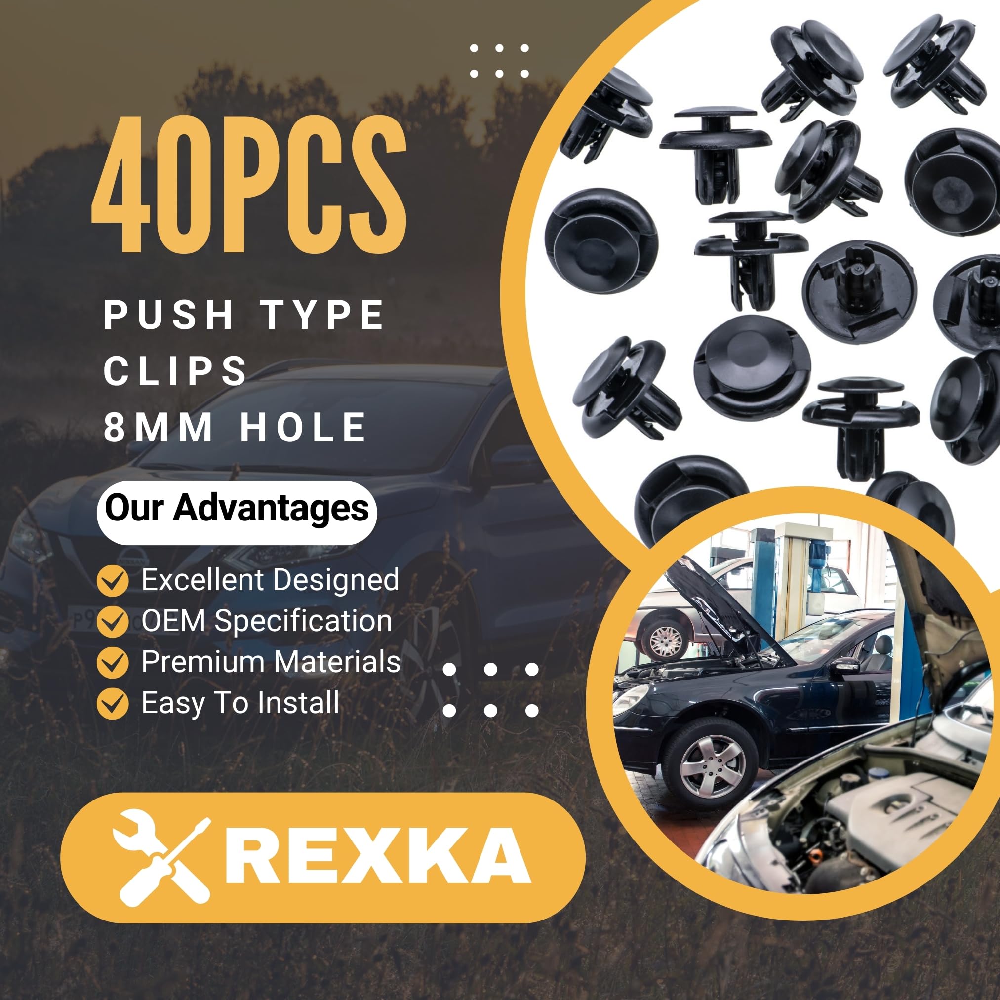 Rexka 40Pcs Fender Liner Splash Shield Bumper Retainer Clips Fastner 91512-Sx0-003 Fits Honda Acura Accord Civic Cr-Z Fit Insigh