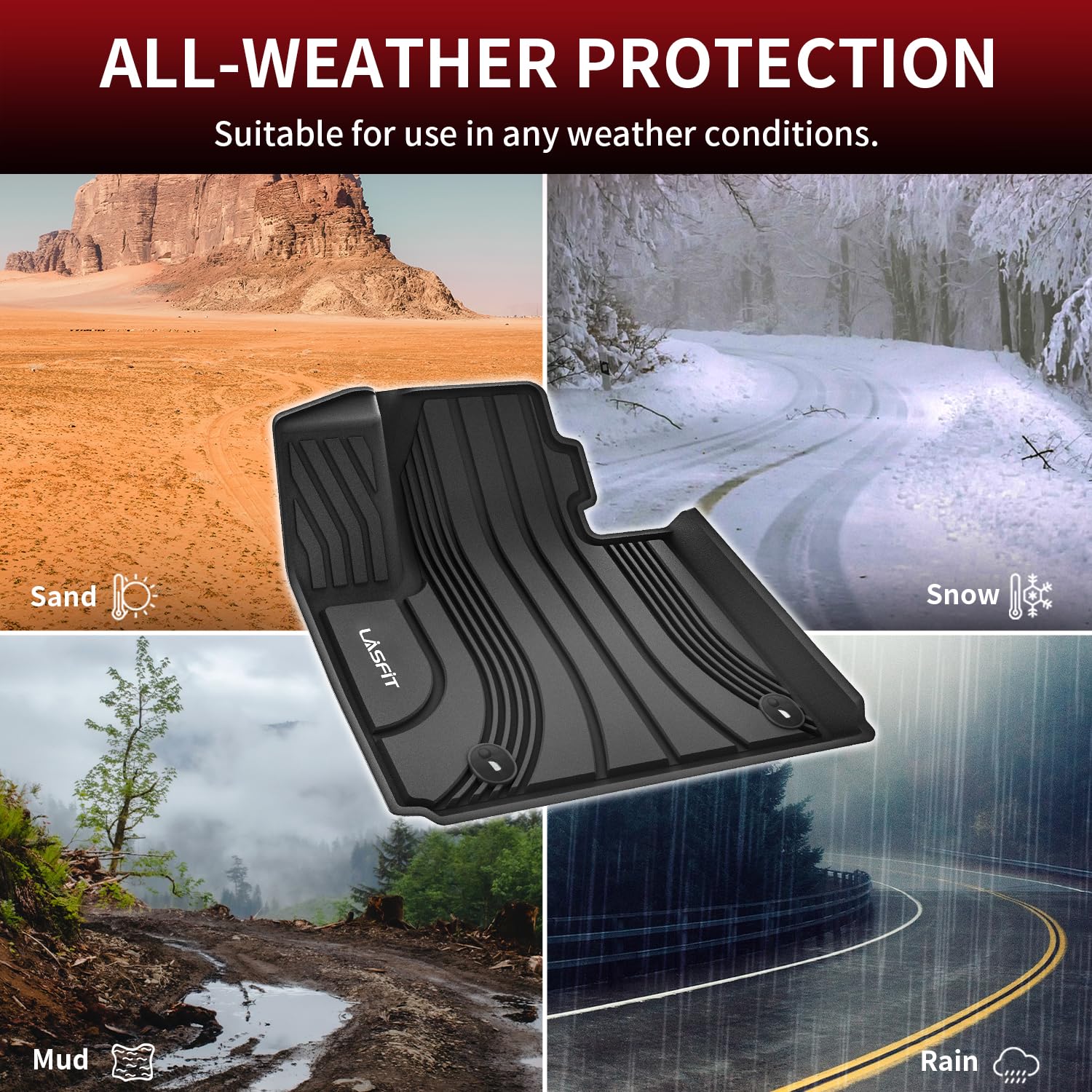 Lasfit Floor Mats Fit For Hyundai Santa Fe Hybrid Phev 2021 2022 2023 (Only Fits Hybrid Or Phev, Not Fits Gas) All Weather Tpe C