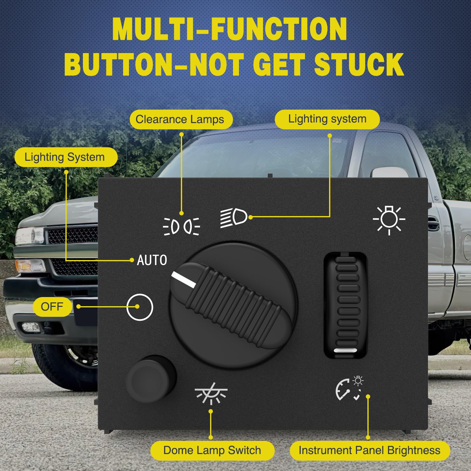Nilight Headlight Dimmer Switch for 2003-2006 Chevy/GMC/Cadillac, Model 90652A, Warm White LED Light, Durable ABS Material