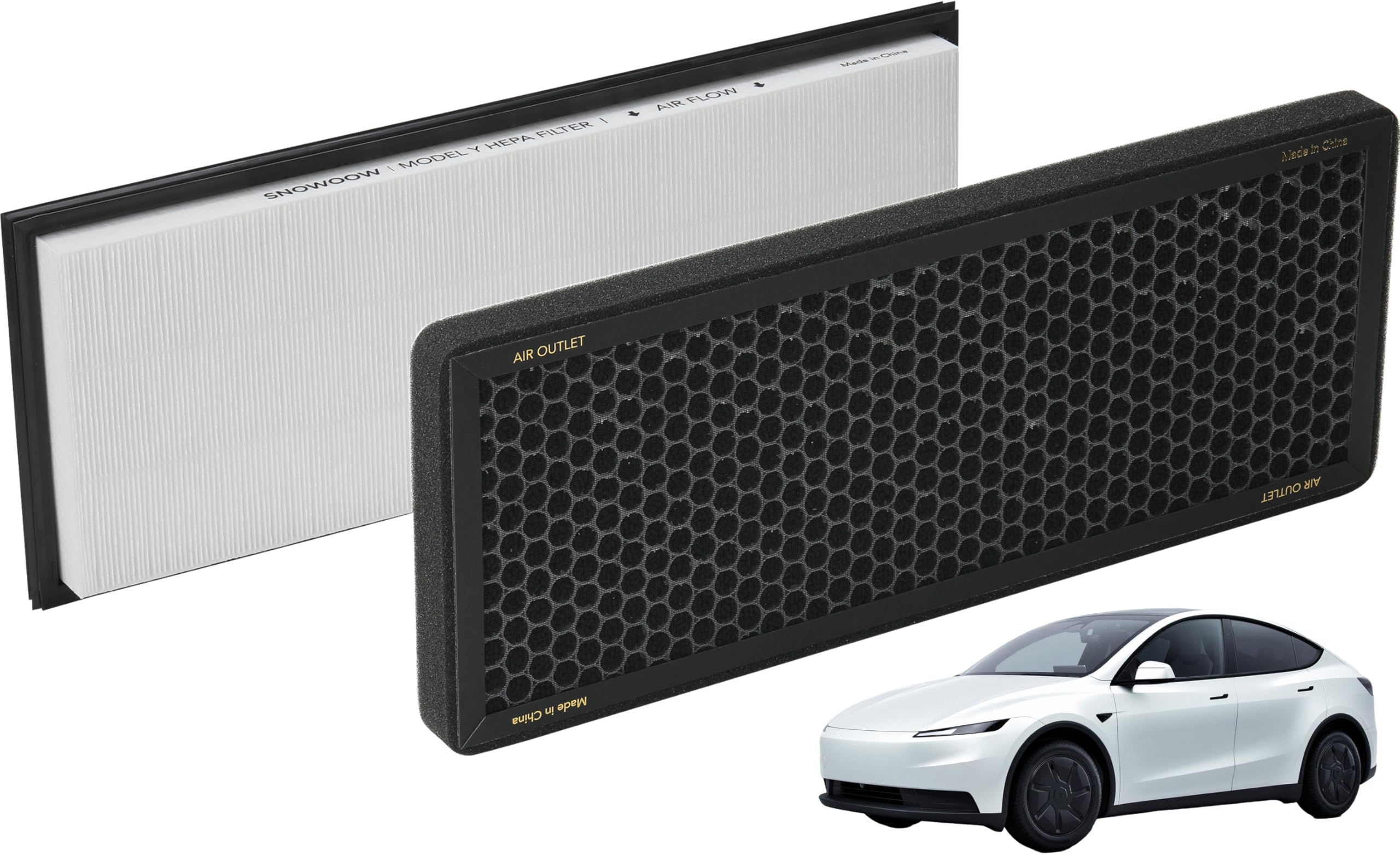 Tesla Model Y Front Trunk HEPA Carbon Air Filters Kit - (2x HEPA filters and 2x Carbon filters per package) - 4 packs per packag