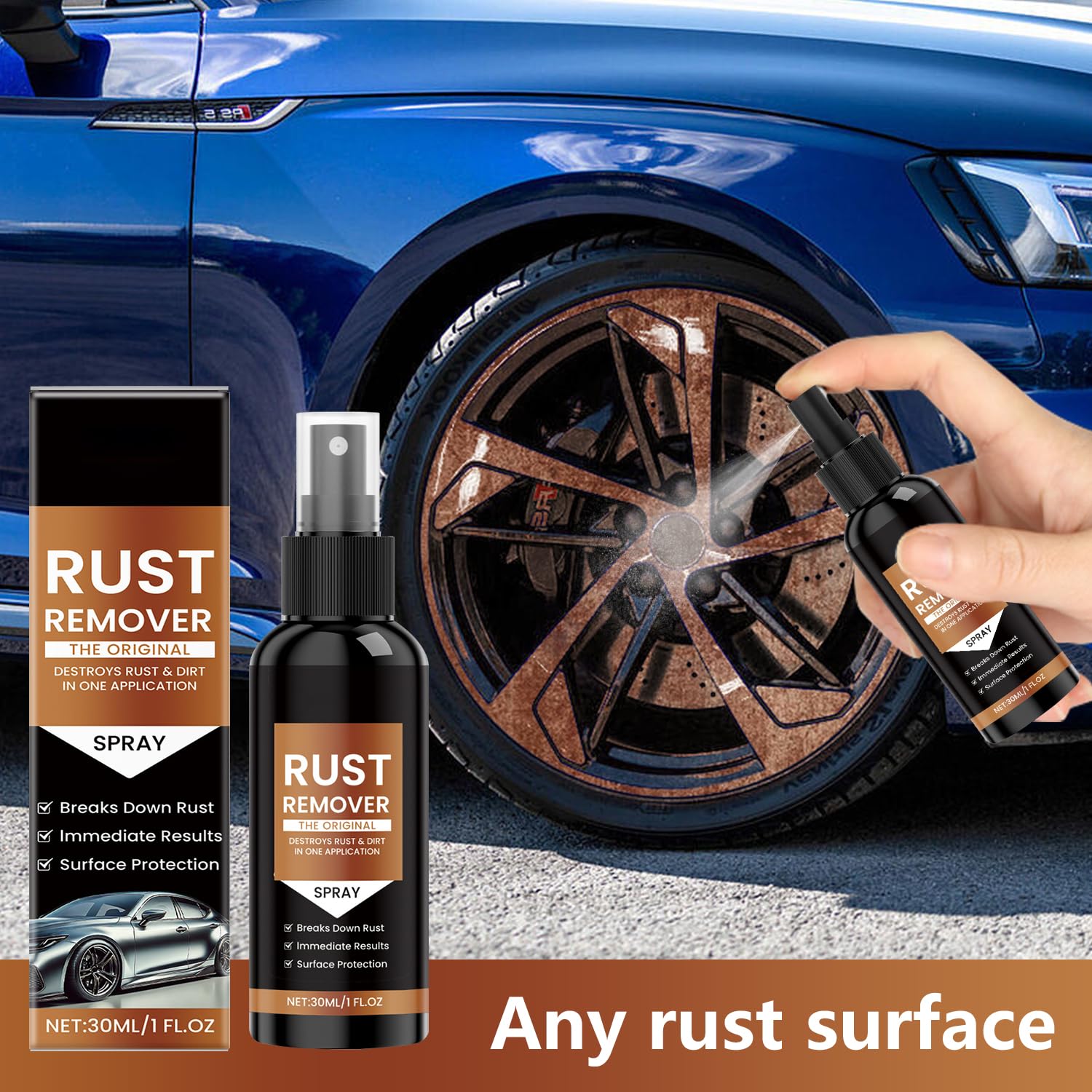 marveher Rust Remover Spray Heavy Duty Metal Cleaner, Upgrade Rust Remover for Metal, Multipurpose Rust Stain Remover Spray, Iro