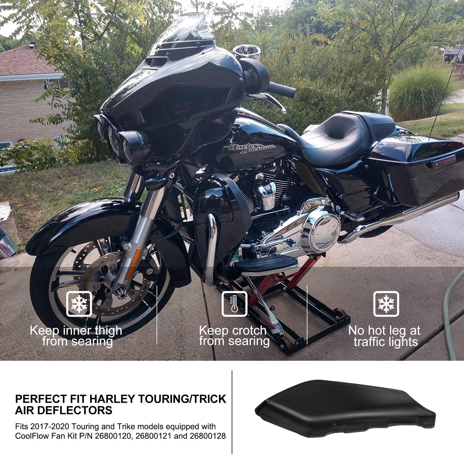 KIWI MASTER New Mid-Frame Air Heat Shield Deflectors Compatible for 2009-2024 Harley Touring/Trick Electra/Street/Tri/Road Glide