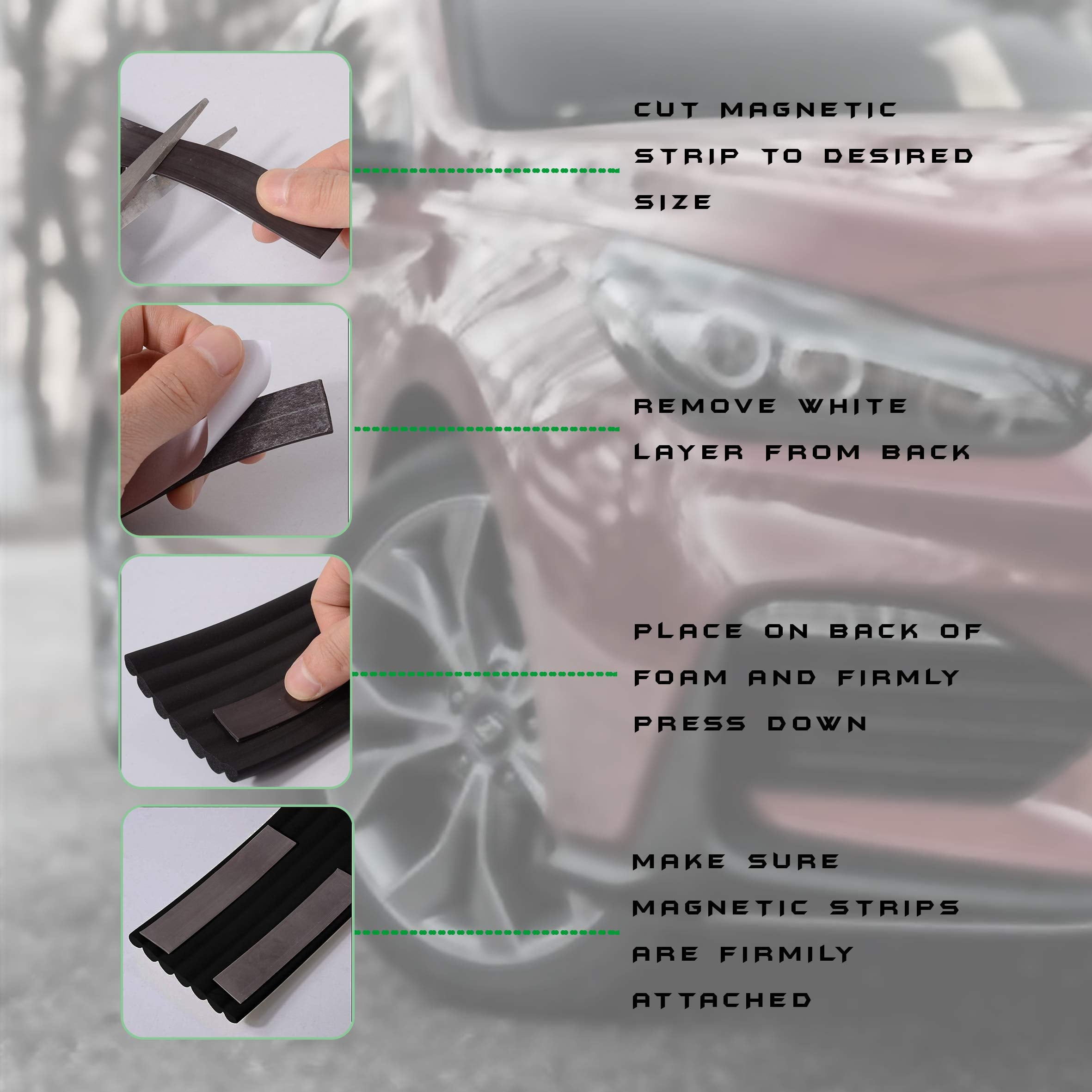 XCELLENT GLOBAL XG Car Door Dent Protector - Soft Magnetic Guard Strip, 2m, Black, Model S-AT007, Removable for Garage Parking