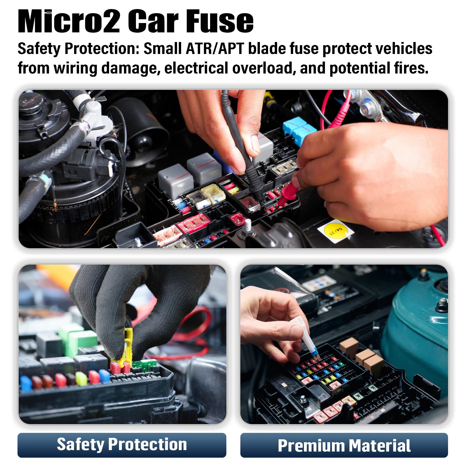 ALLECIN 10 Amp Micro2 Fuse 10Amp Micro 2 Car Fuses 10A Automotive APT ATR Blade Fusibles para Autos for RV Vehicle Truck Motorcy