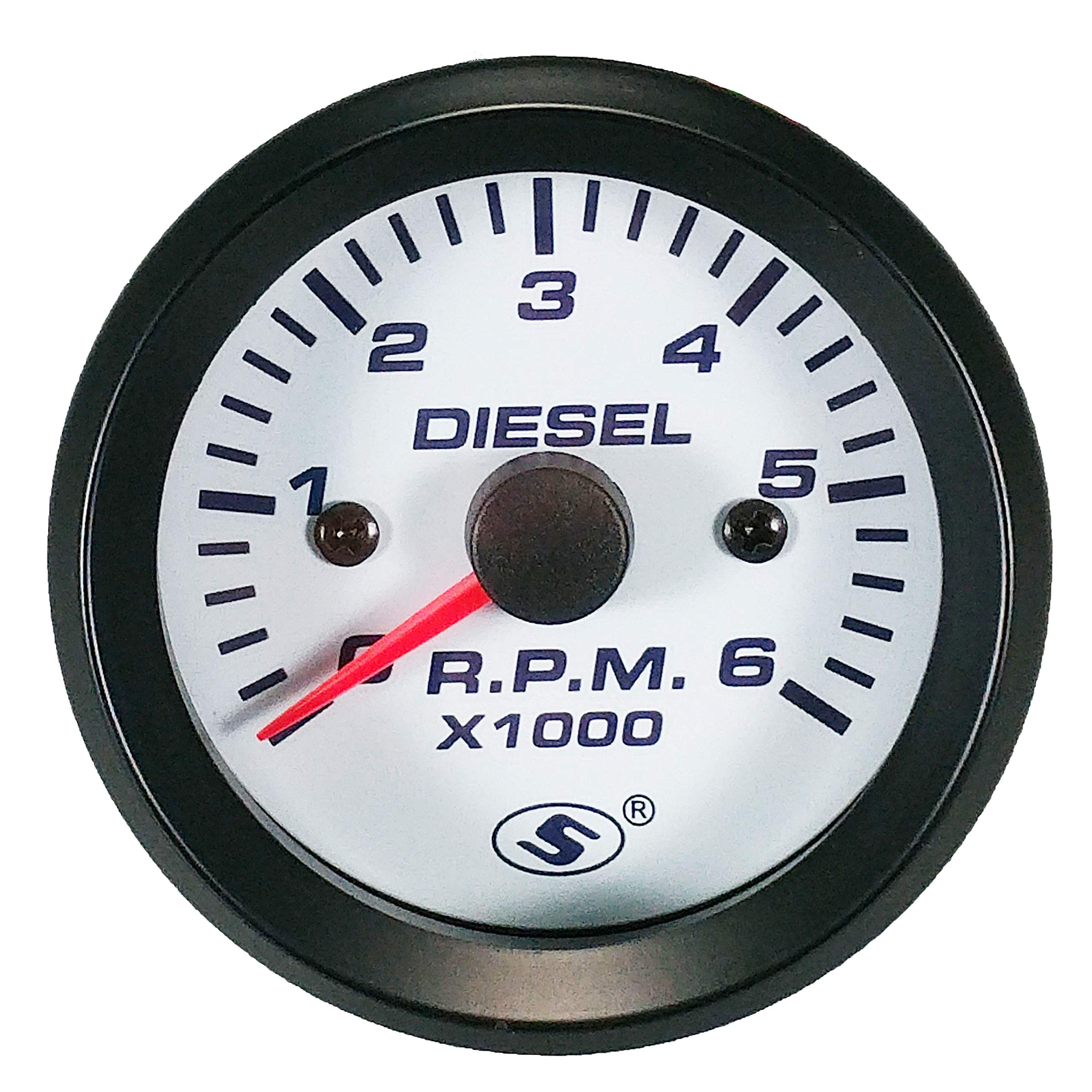 MOTOR METER RACING 52mm 2-1/16 Universal Tachometer for Diesel Engine Alternator 6000 RPM White Dial in Dash