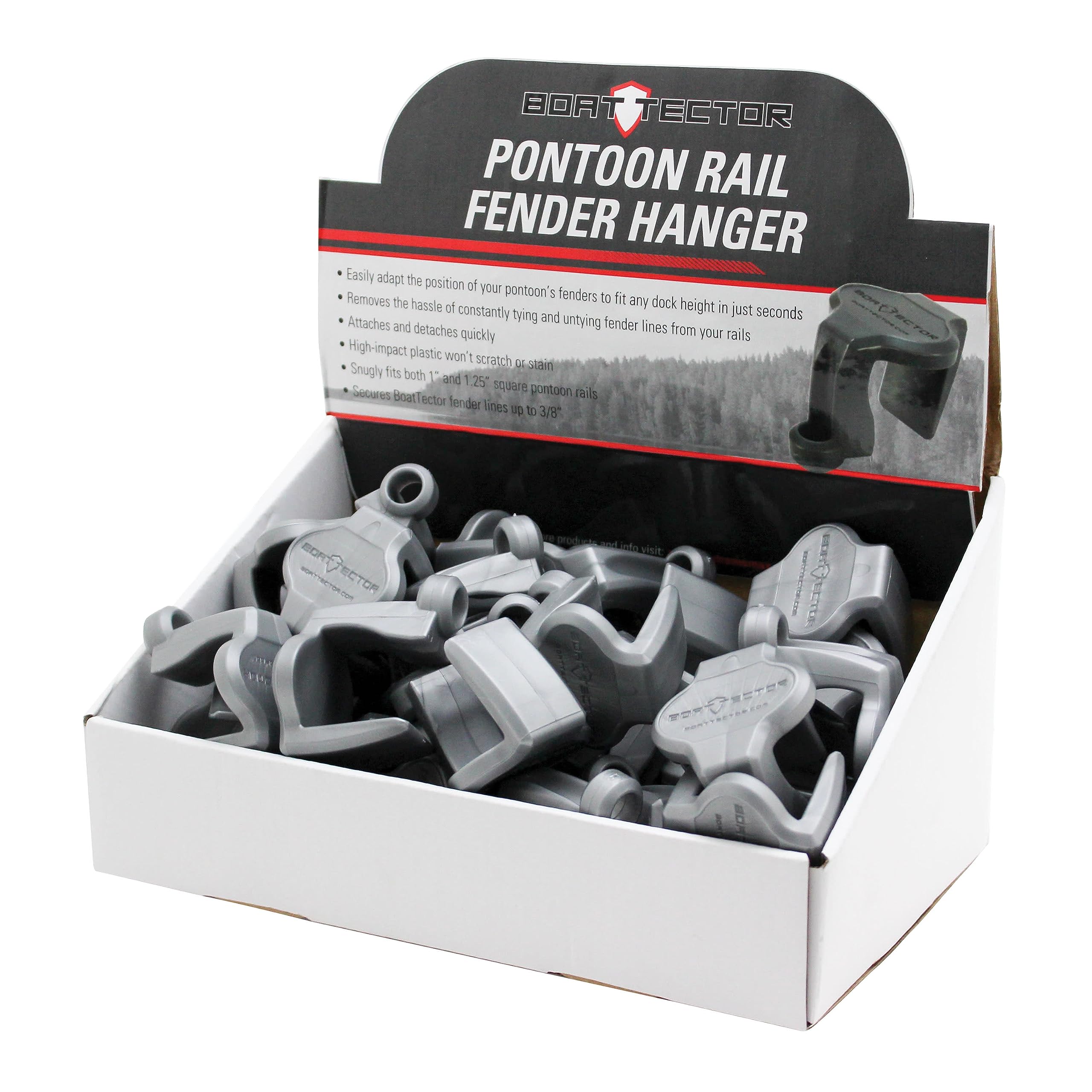 Extreme Max BoatTector Pontoon Rail Fender Hanger, Gray, Plastic, Model 3005.5005, Display Pack of 36