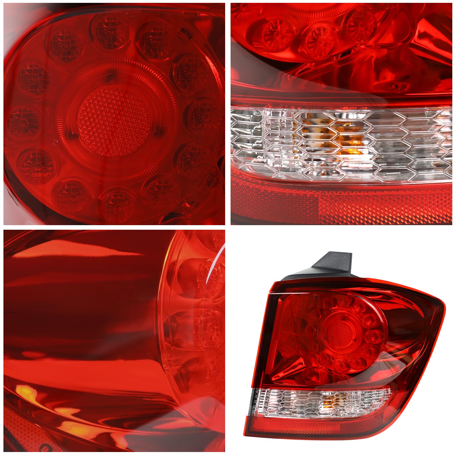 Cnygo Outer Led Tail Light Assembly Compatible With Dodge Journey 2011 2012 2013 2014 2015 2016 2017 2018 Rear Lamp Brake Taillights Replacement With Bulbs (Right Passenger)