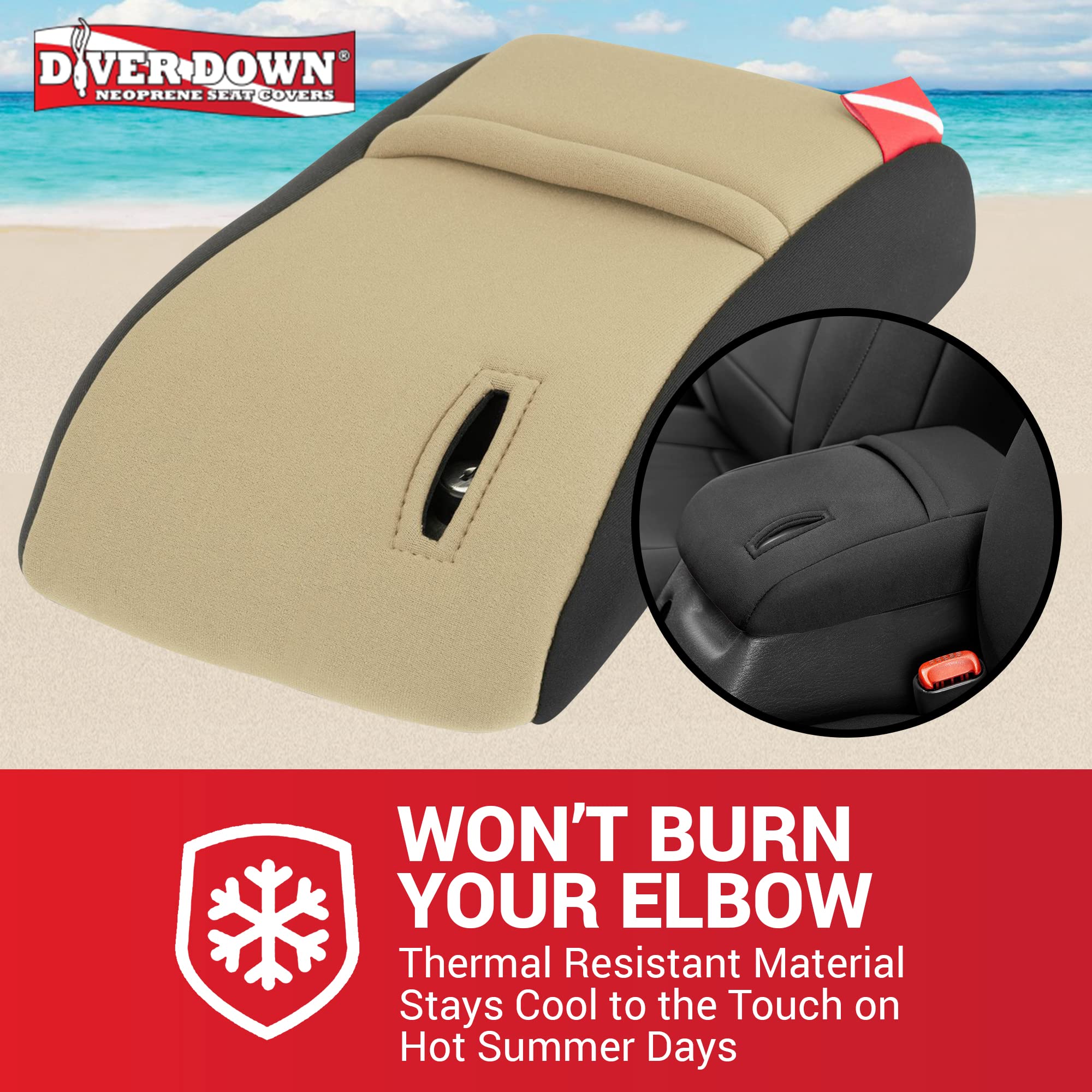 Diver Down Neoprene Center Console Cover - Fits Jeep 1997-2006 Tj Wrangler - Cushioned Armrest Cover - Doesn'T Burn Your Elbow - Tight Custom Fit - Comfortable Foam Armrest Pad (97-00 Red)