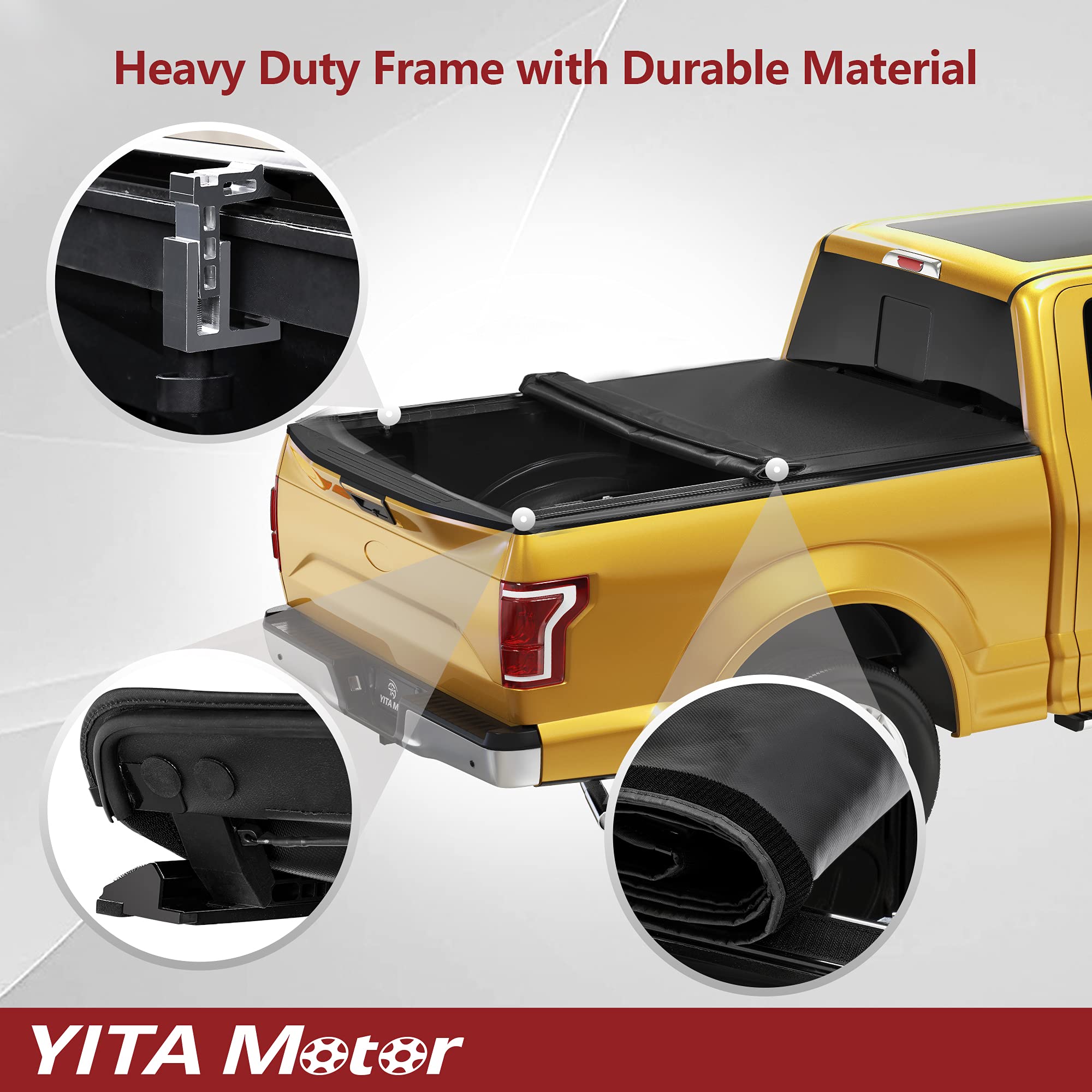 Yitamotor Soft Roll Up Truck Bed Tonneau Cover Compatible With 2009-2014 Ford F-150 (Excl. Raptor Series), Styleside 5.5 Ft Bed