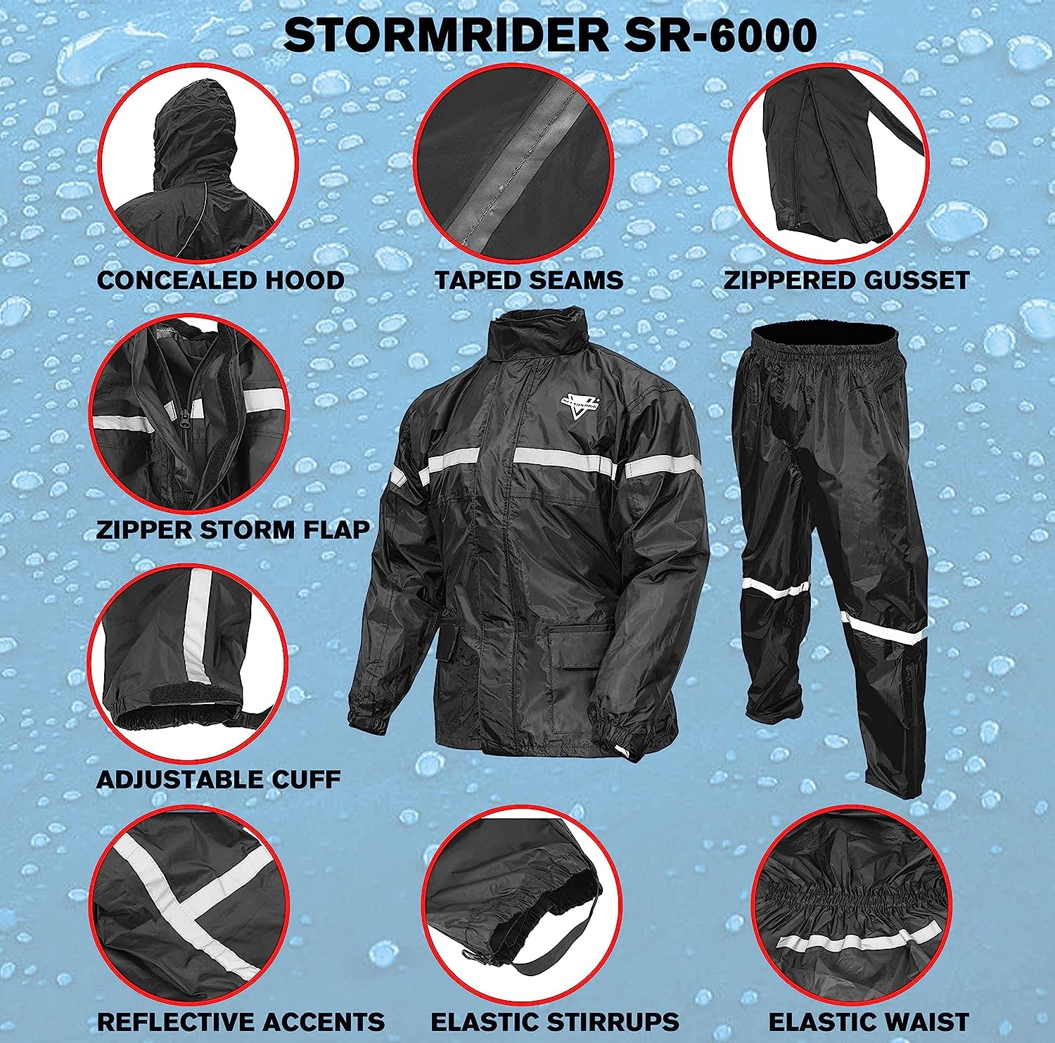 Nelson-Rigg Unisex Adult Motorcross-Motorcycles Nelson Rigg Sr 6000 Org 04 Xl Stormrider Motorcycle Rain Suit 2 Piece Orange Bla