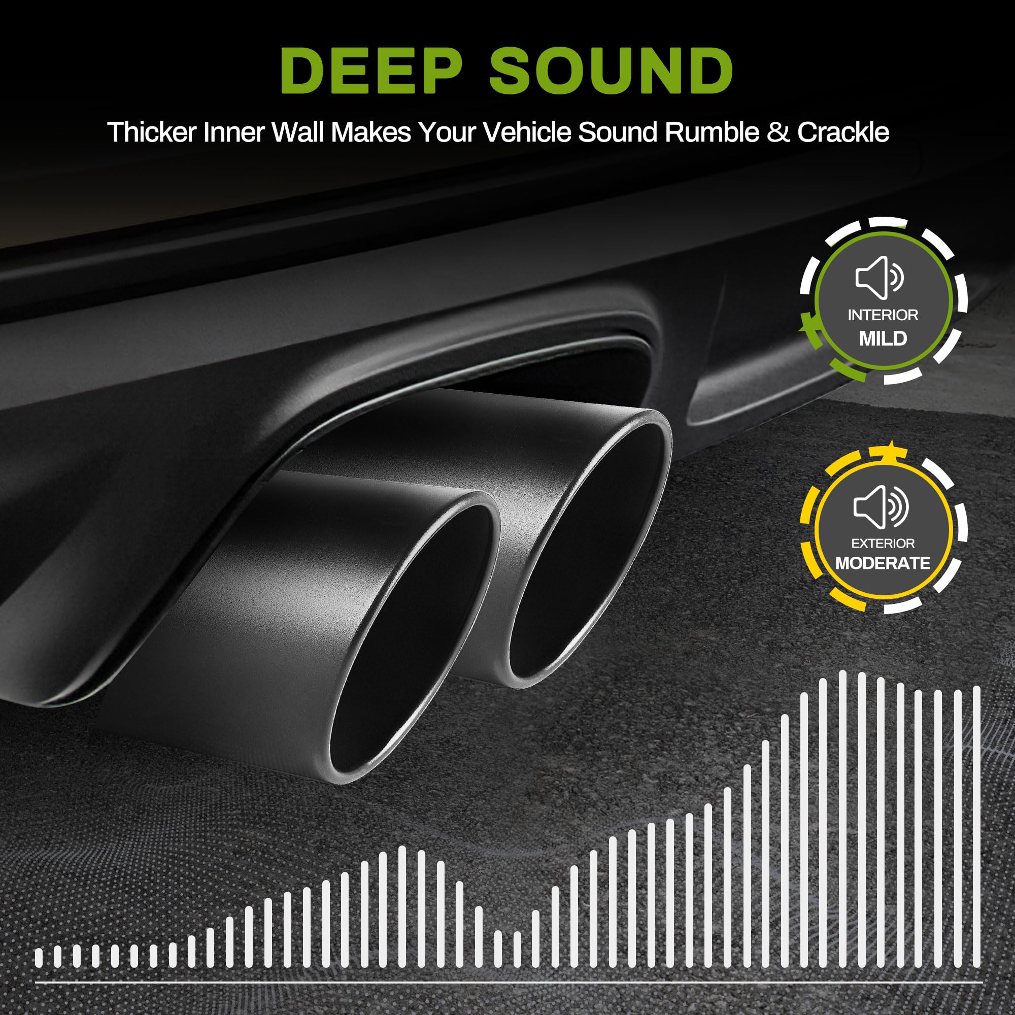 Autosaver88 5 Inch Inlet Exhaust Tip, 5'' Inlet 8'' Outlet 15'' Overall Length Powder Coated Finish Stainless Steel Exhaust Tail