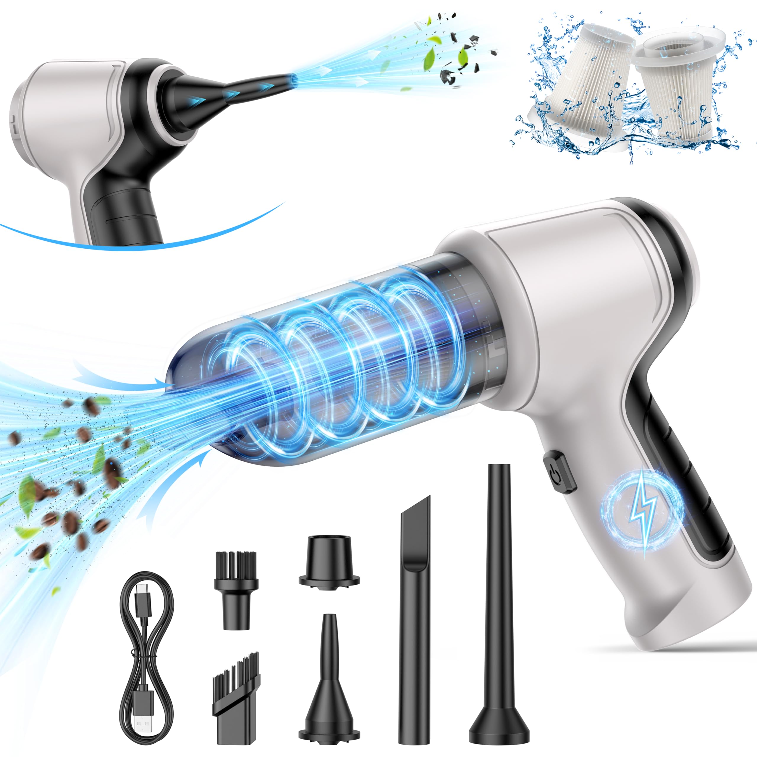 IHE Car Vacuum Cleaner, 15000Pa Handheld Cordless Rechargeable Wet & Dry Vacuum, 120W High Power for Car, Pet, Home, Office Clea