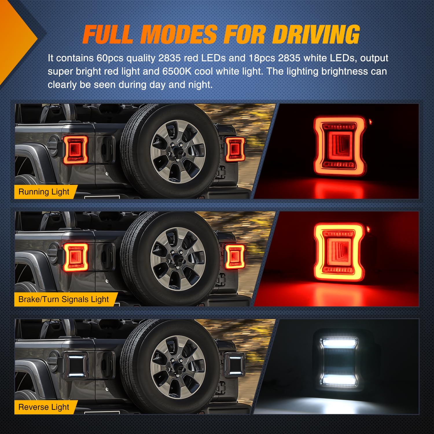 Nilight Jl Tail Light Led Smoked Lens White Lights Back Up Reverse Red Running Brake Stop Turn Signals Dot Approved Taillight Co