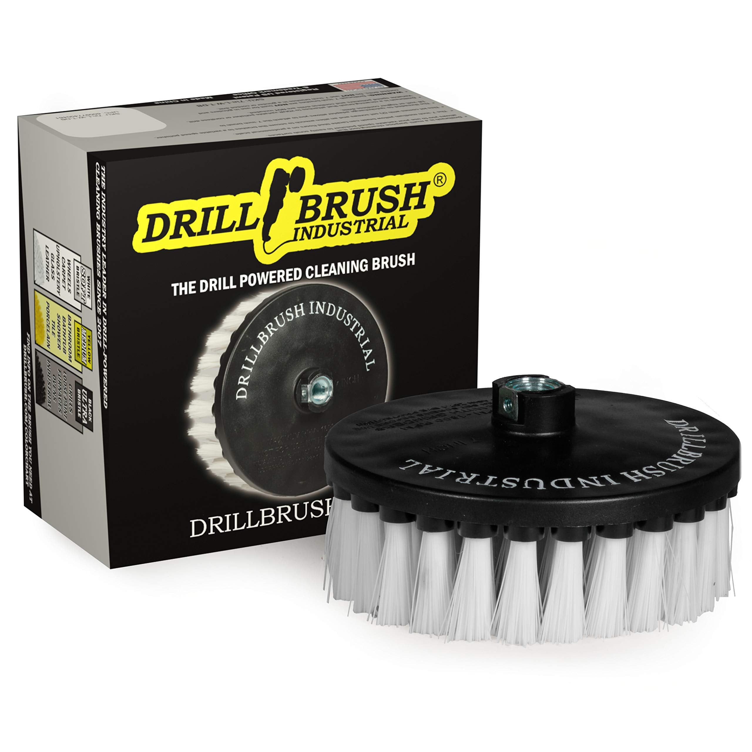 Carpet Cleaner Scrub Brush for Polisher - 7 Inch Soft White Drillbrush with 5/8 x 11 Threaded Hub for Rotary Polisher Machine - 