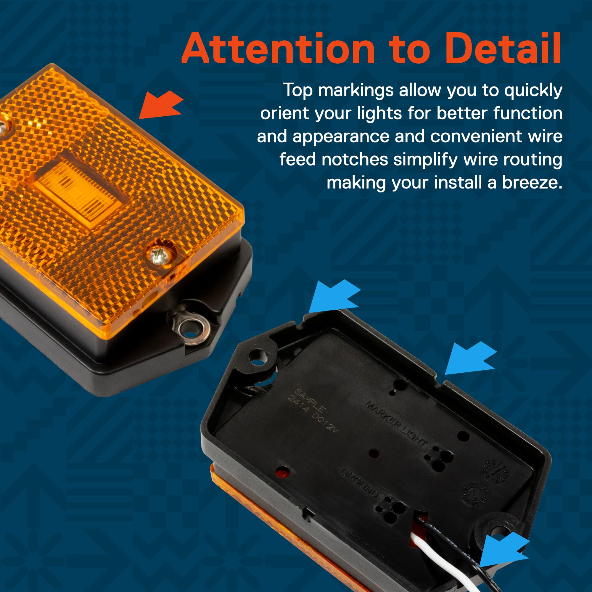 True Mods 4Pc 2X3 3X2 Inch Amber Led Surface Mount Side Marker Light [Dot Fmvss-108] [Sae Ap2] [Ip67 Waterproof] [Integrated Ref