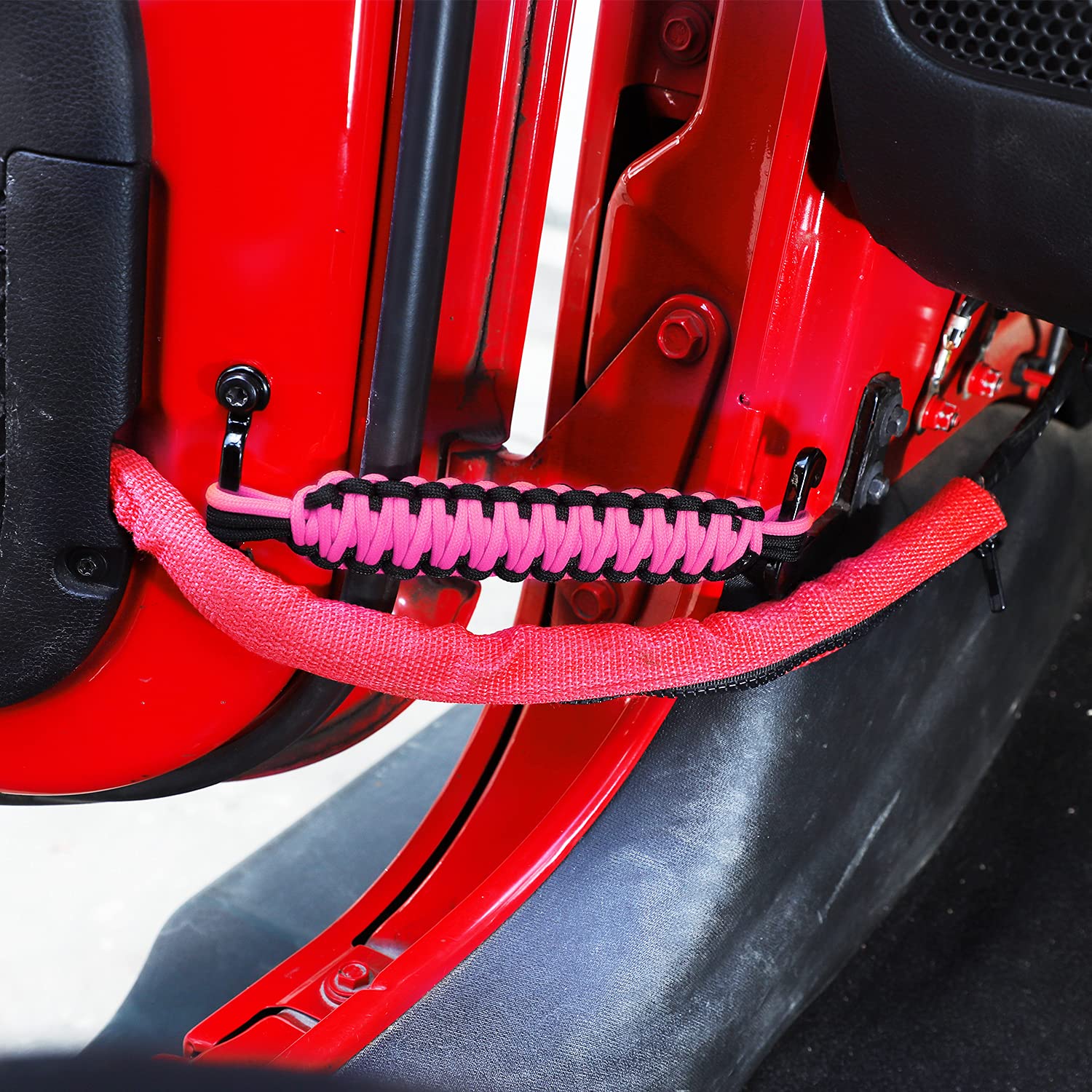 Savadicar Door Limiting Straps Swing Door Check Limiter For 1987-2022 Jeep Wrangler Yj Tj Jk Jku Jl Jlu & Gladiator Jt 2/4 Door, Interior Accessories, Pink