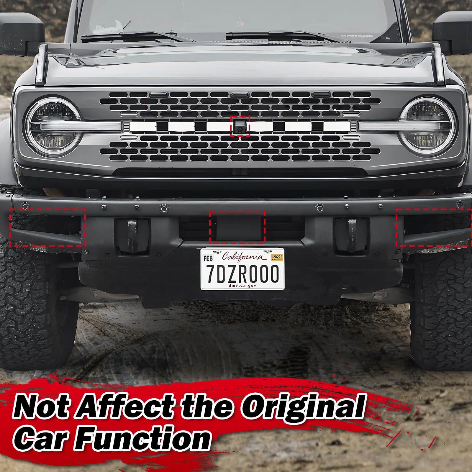Mabett Front License Plate Frame for Ford Bronco 2021-2025, Heavy-Duty Aluminum, Modular Bumper Design